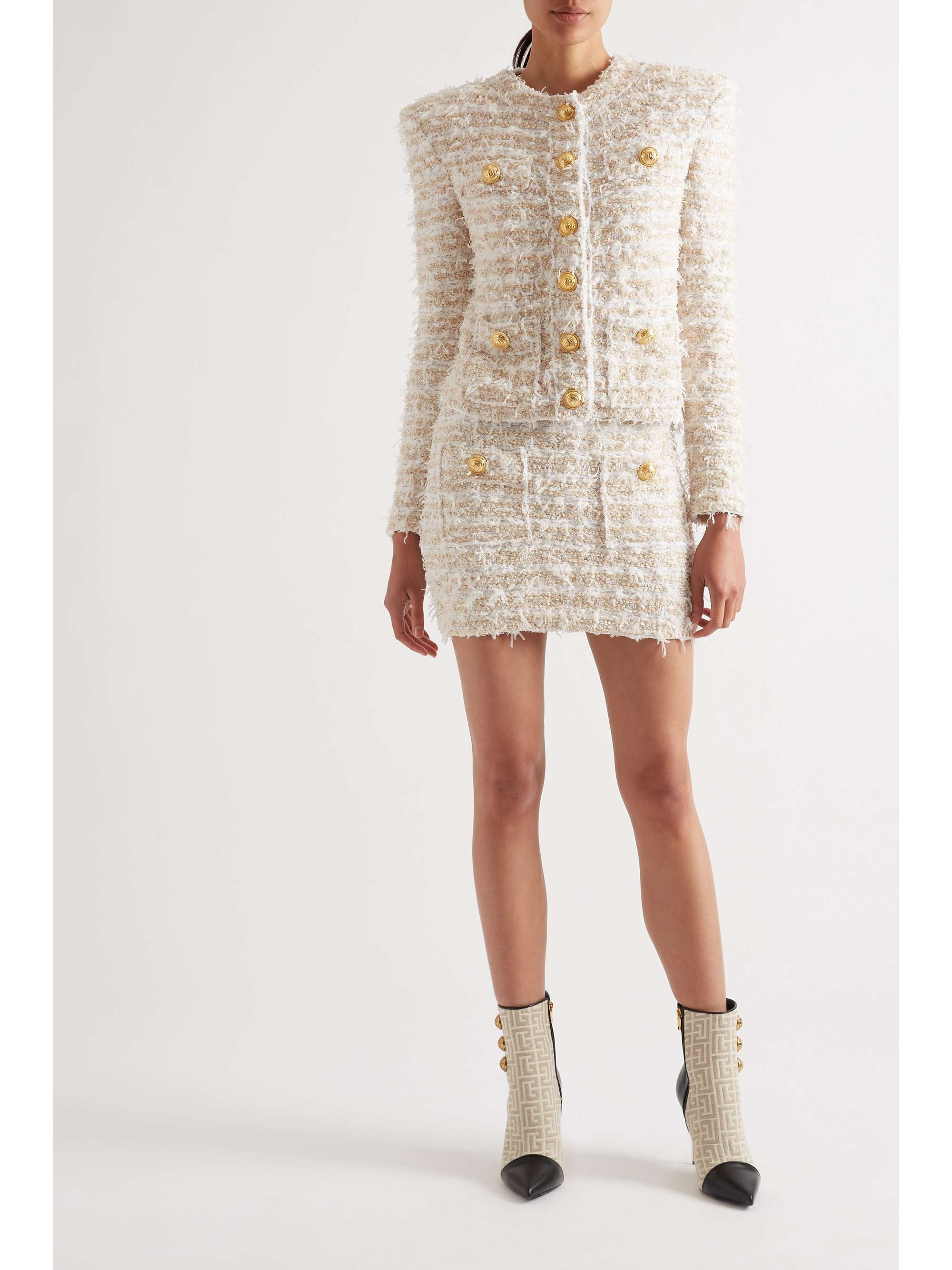 BALMAIN Metallic bouclé-tweed jacket