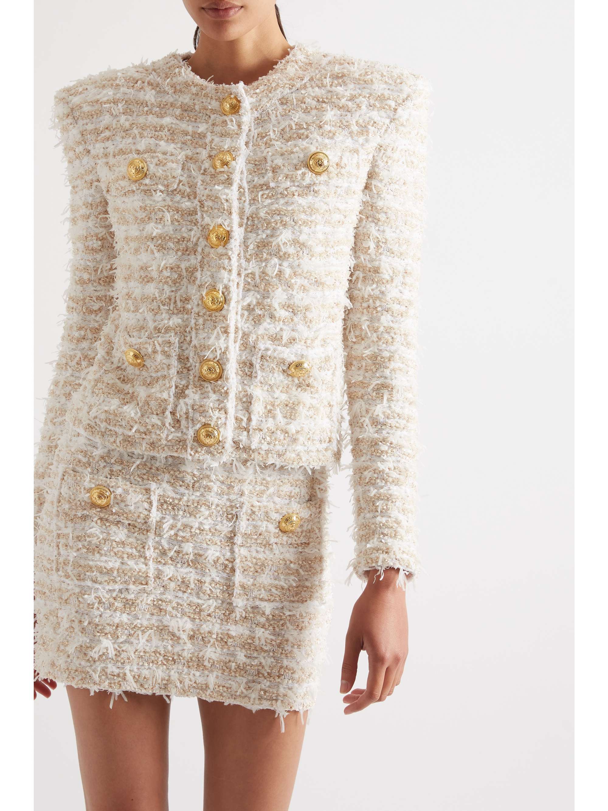BALMAIN Metallic bouclé-tweed jacket
