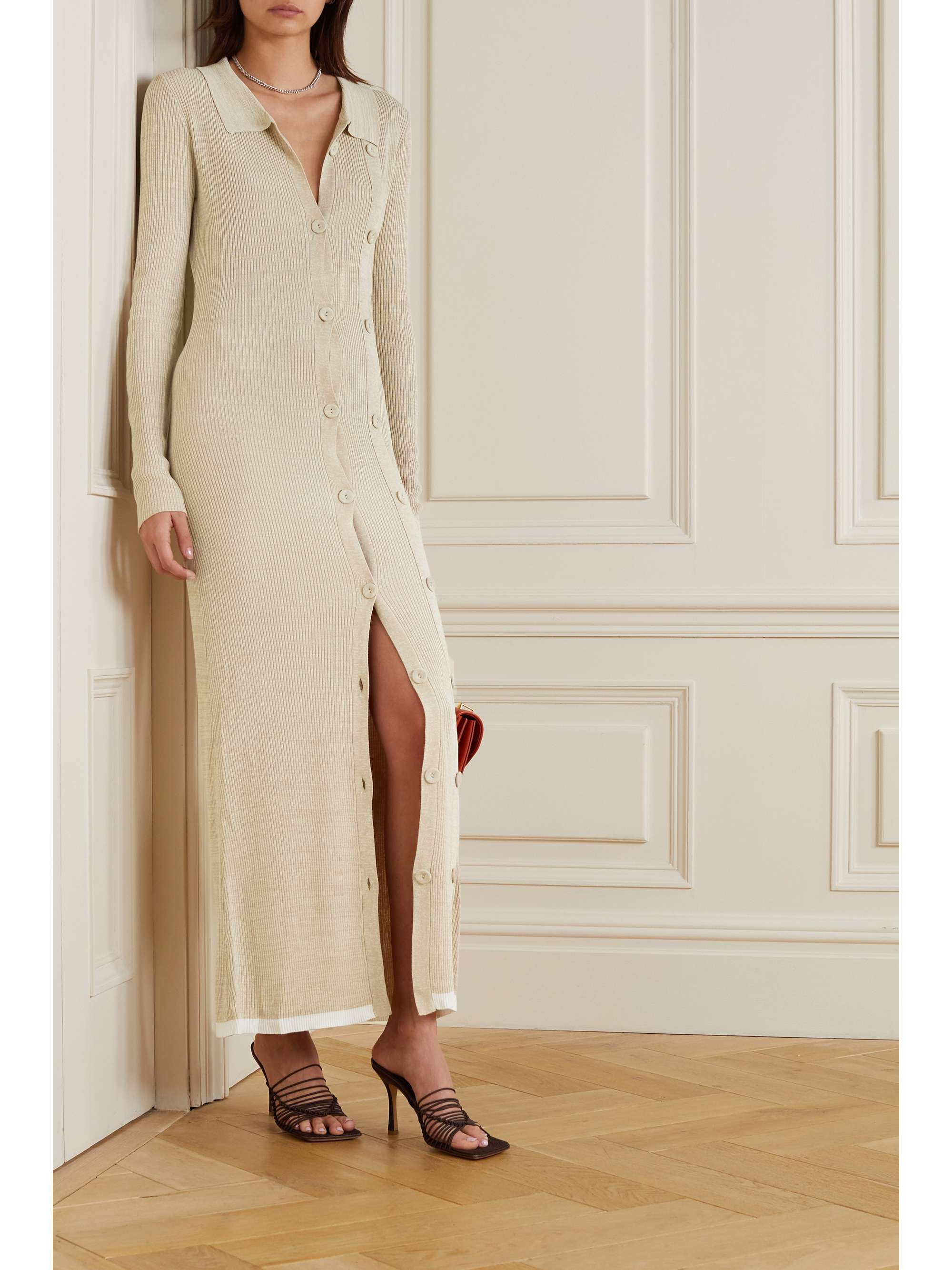Cream Ribbedknit maxi dress CHRISTOPHER ESBER NETAPORTER