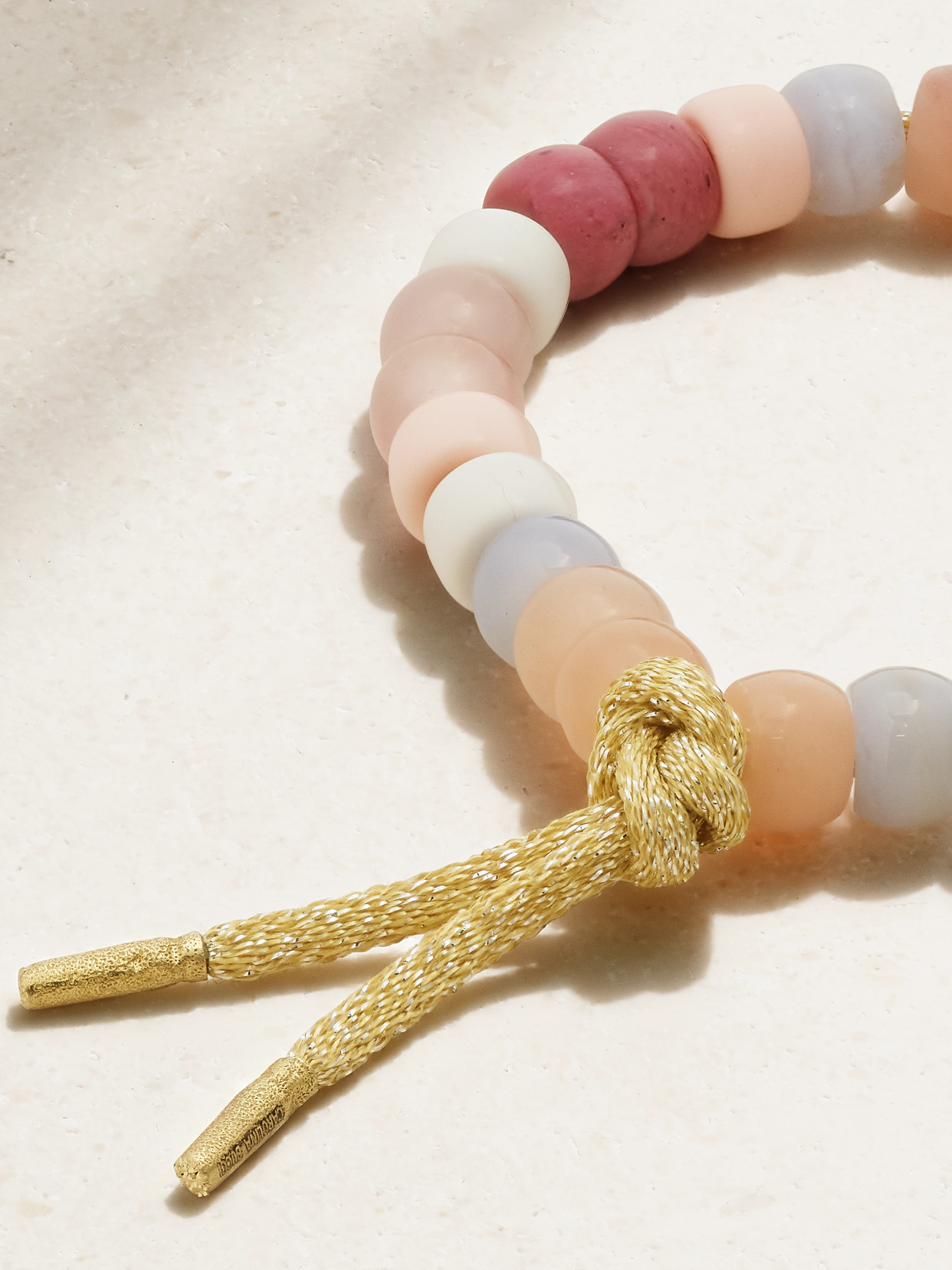 Shop Carolina Bucci + Loveshackfancy Forte Beads 18-karat Gold And Lurex Multi-stone Bracelet