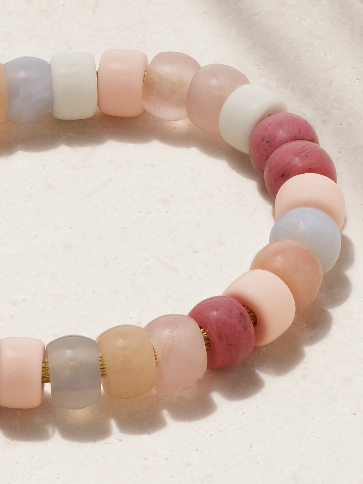 CAROLINA BUCCI + LOVESHACKFANCY FORTE BEADS 18-KARAT GOLD AND LUREX MULTI-STONE BRACELET