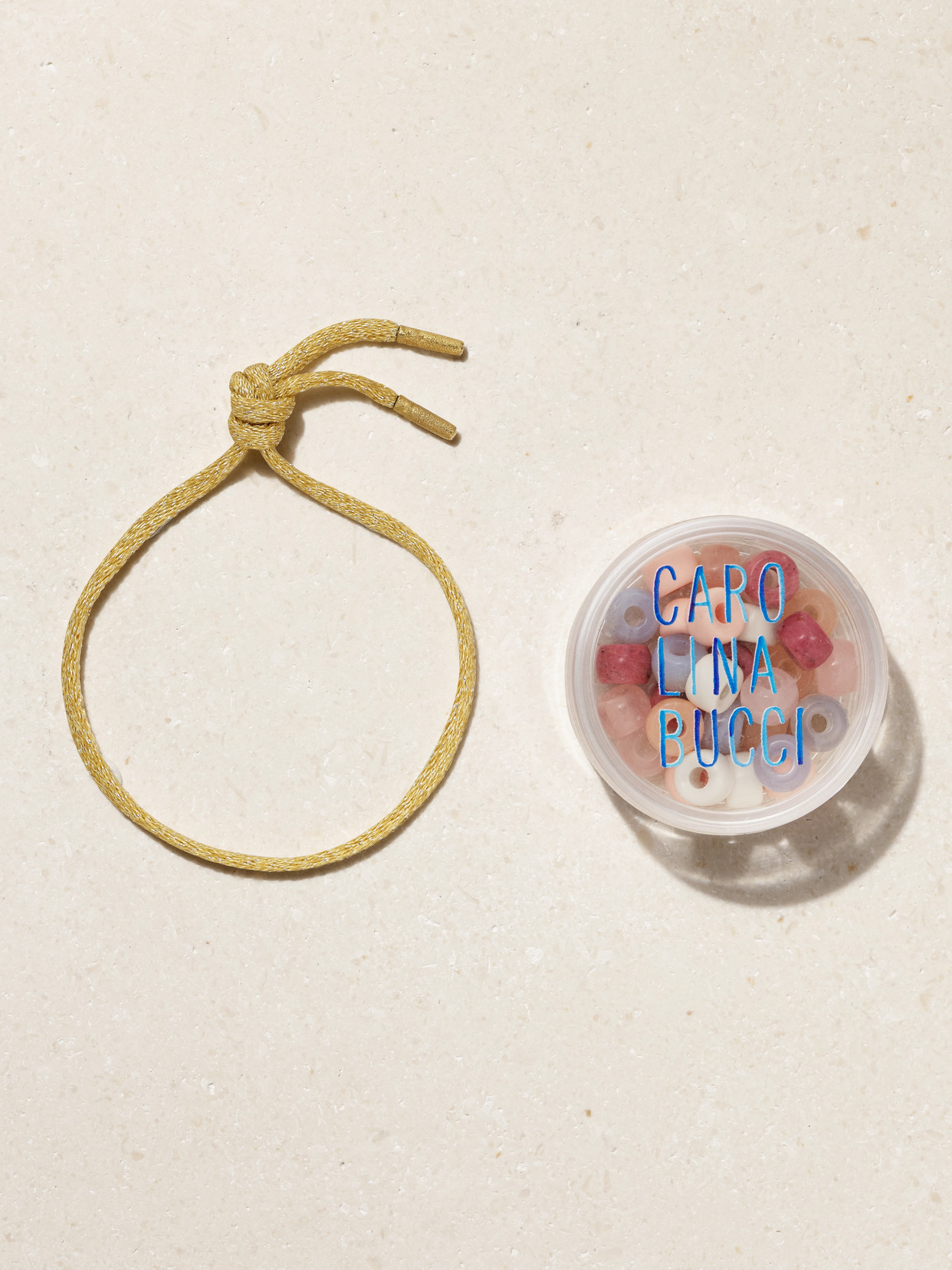 CAROLINA BUCCI + LOVESHACKFANCY FORTE BEADS 18-KARAT GOLD AND LUREX MULTI-STONE BRACELET