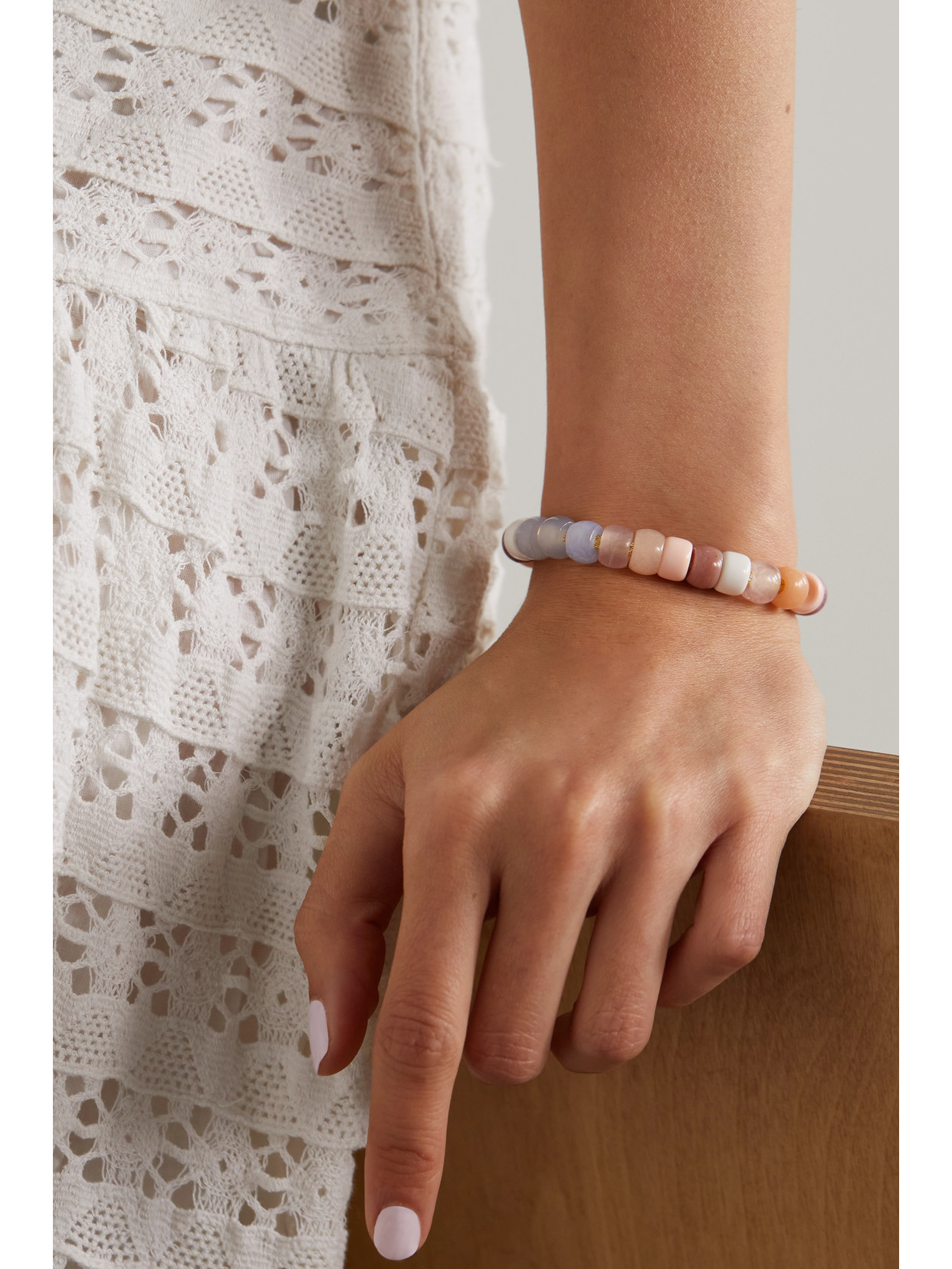 Shop Carolina Bucci + Loveshackfancy Forte Beads 18-karat Gold And Lurex Multi-stone Bracelet