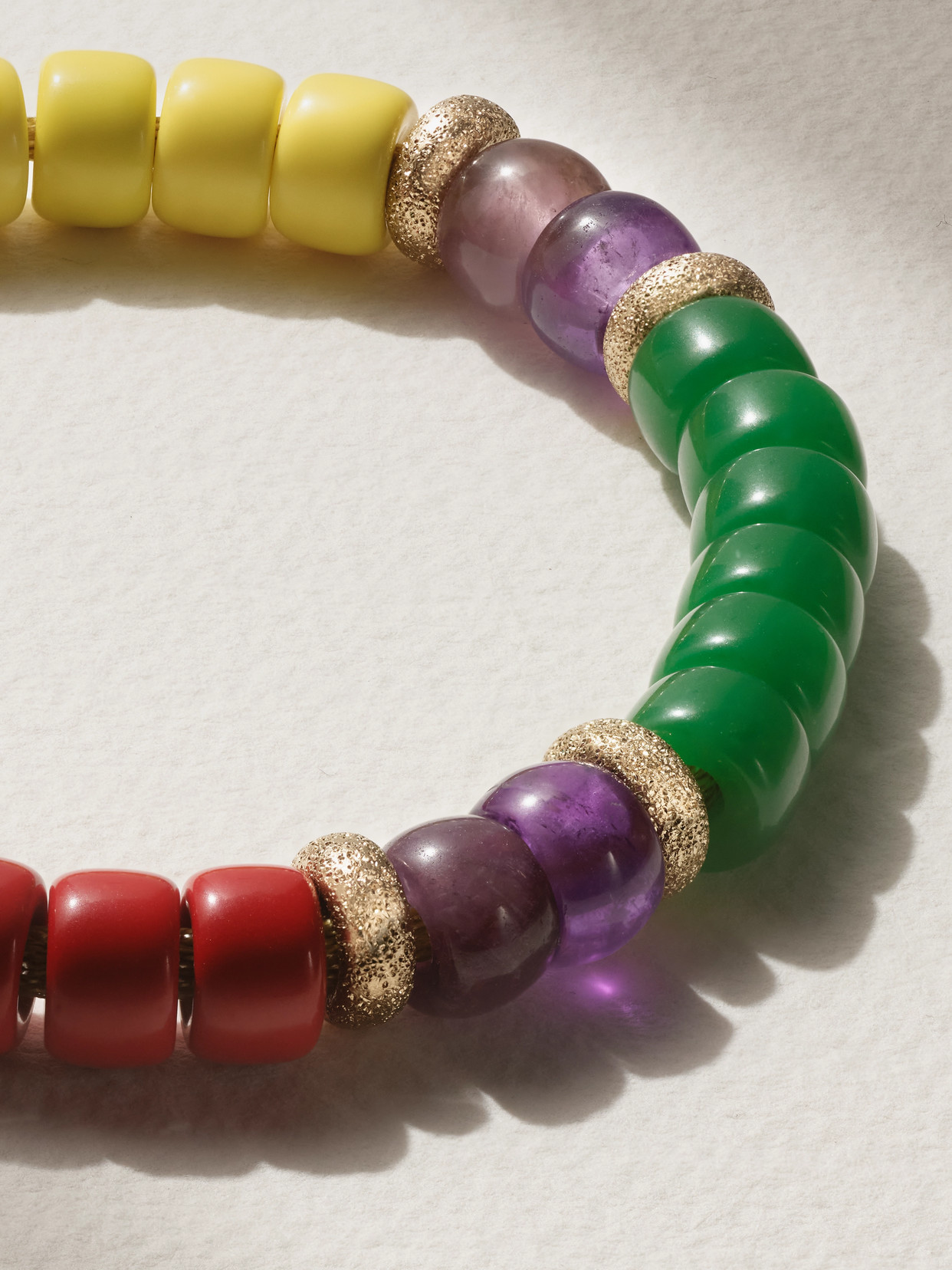 CAROLINA BUCCI + LORETTA CAPONI FORTE BEADS 18-KARAT GOLD AND LUREX MULTI-STONE BRACELET