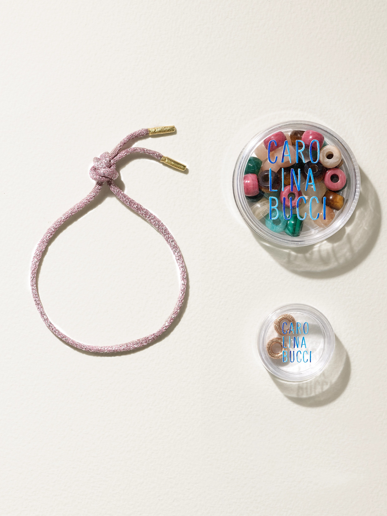 CAROLINA BUCCI + AGUA BY AGUA BENDITA FORTE BEADS 18-KARAT ROSE AND YELLOW GOLD, LUREX AND MULTI-STONE BRACELET