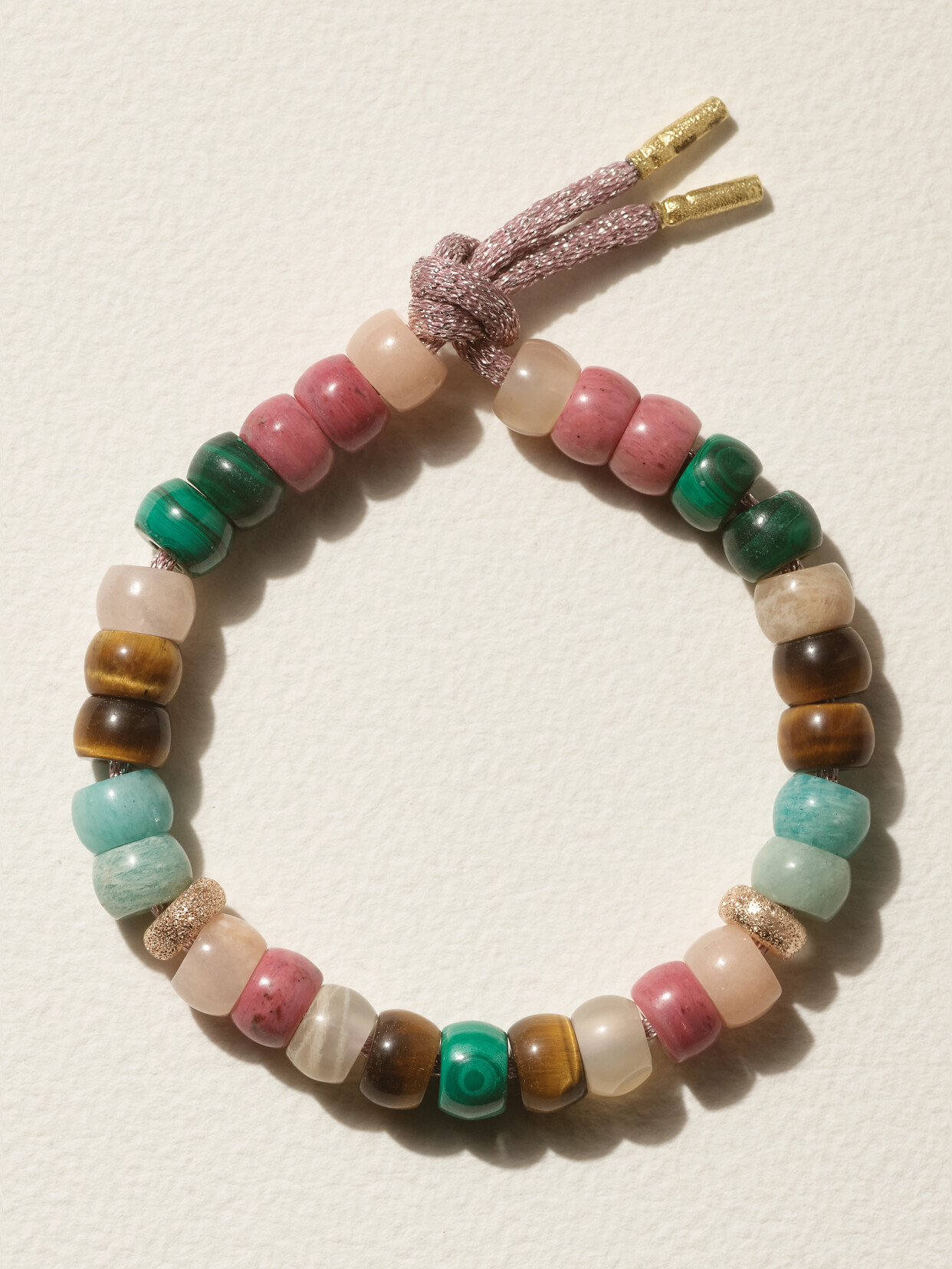 Carolina Bucci + Agua By Agua Bendita Forte Beads 18-karat Rose And Yellow Gold, Lurex And Multi-stone Bracelet