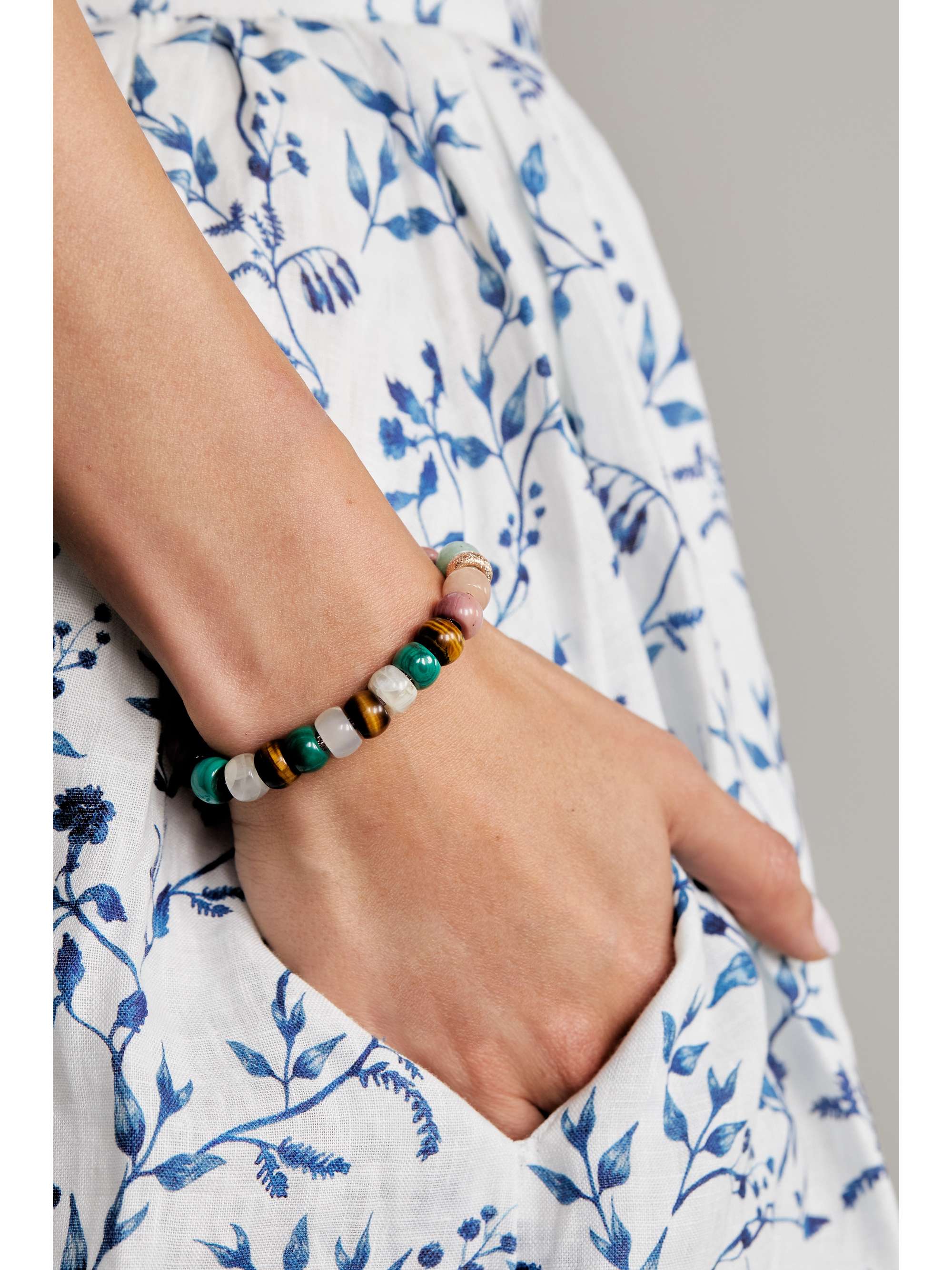 CAROLINA BUCCI + Judith Leiber FORTE Beads 18-karat white gold and Lurex multi-stone bracelet