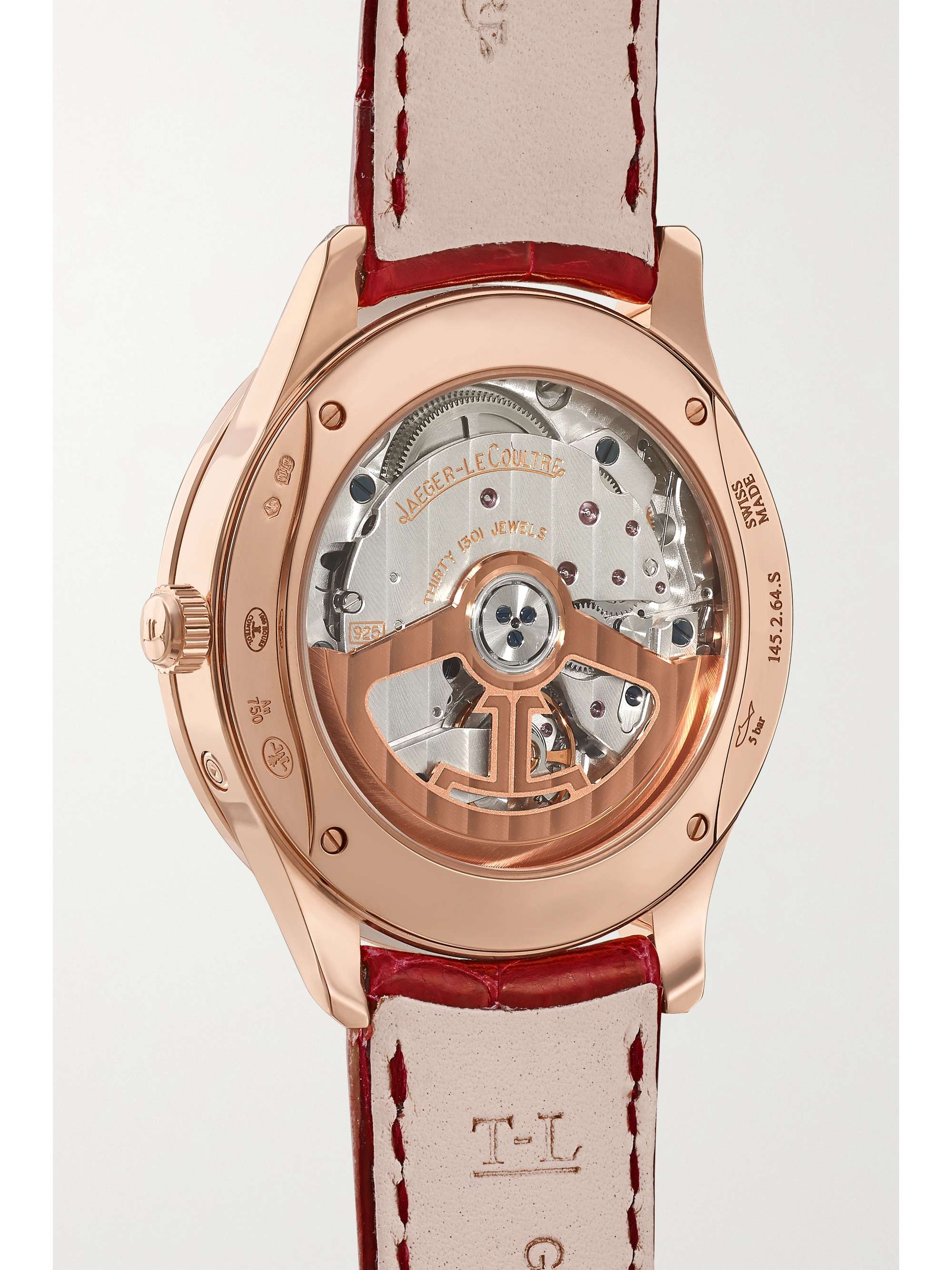 JAEGER LECOULTRE Master Ultra Thin Moon Automatic 36mm 18-karat rose gold, alligator and diamond watch