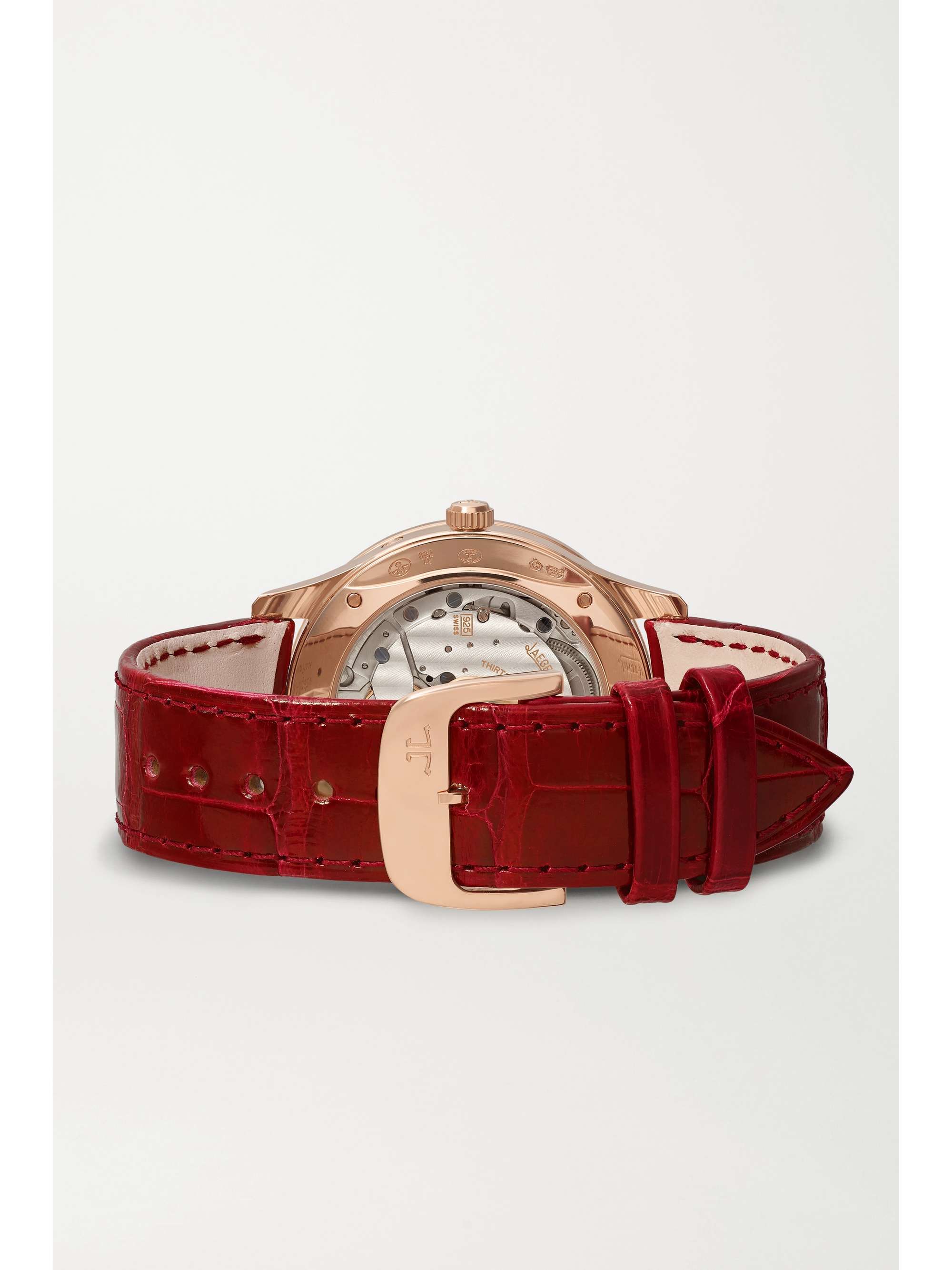 JAEGER LECOULTRE Master Ultra Thin Moon Automatic 36mm 18-karat rose gold, alligator and diamond watch