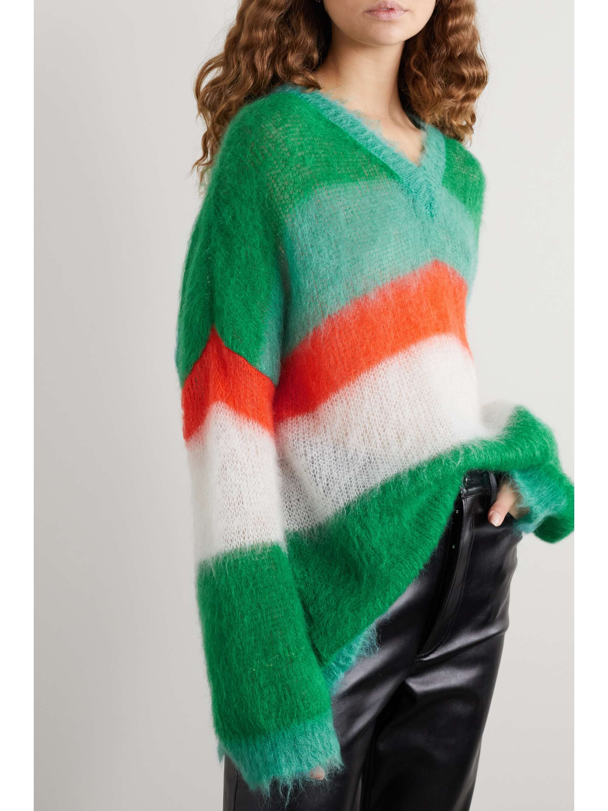LOEWE Striped mohair-blend sweater