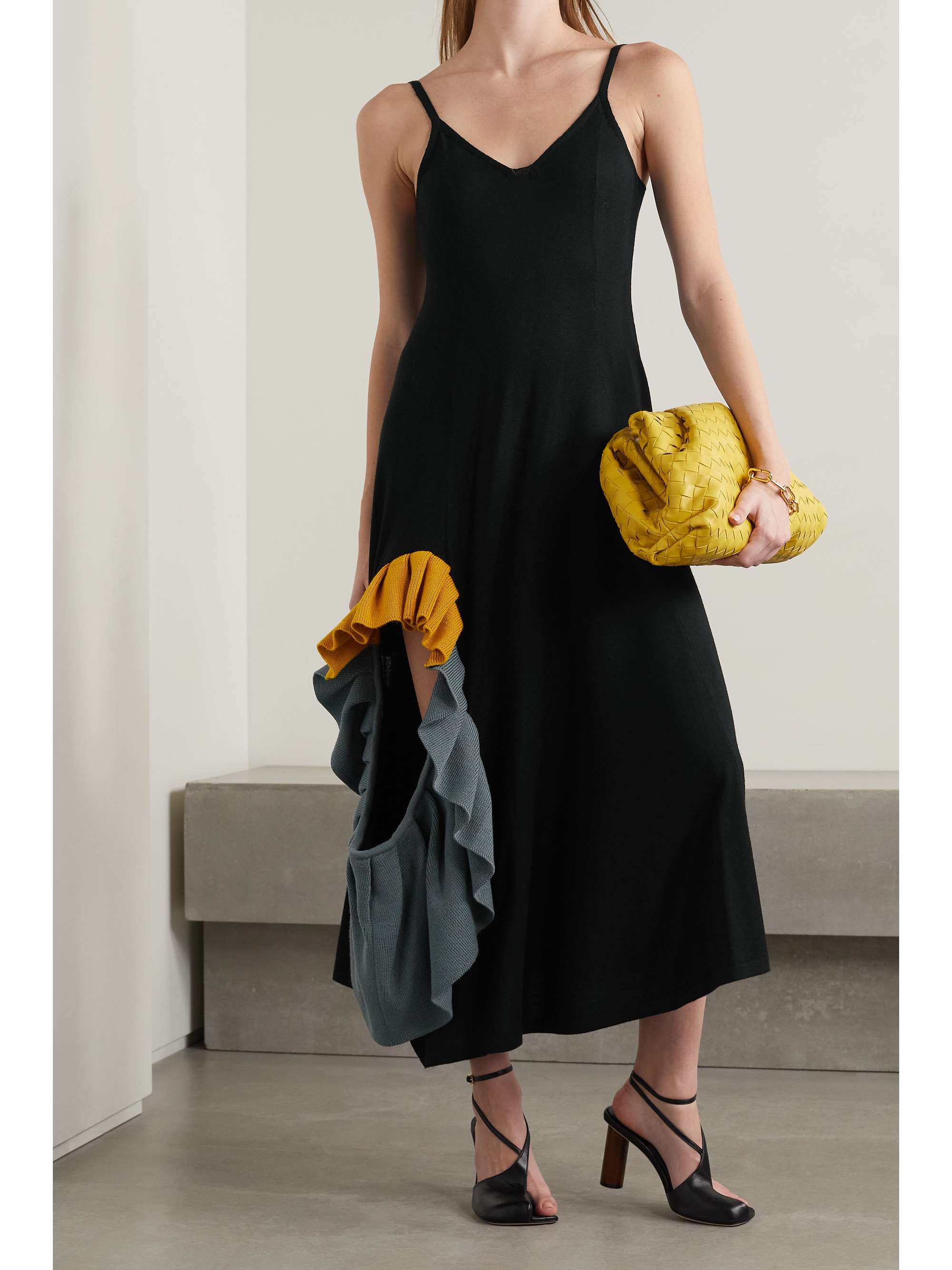 LOEWE Convertible ruffled wool midi dress