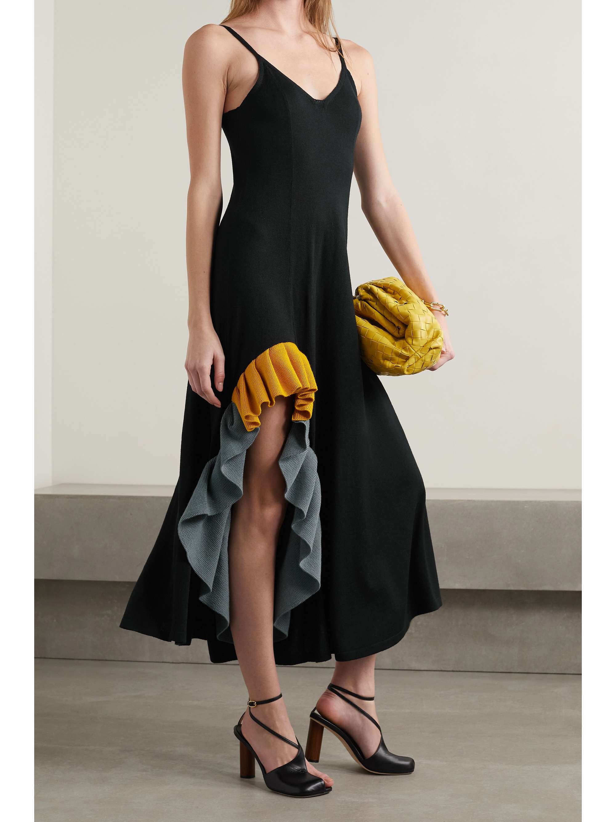 LOEWE Convertible ruffled wool midi dress