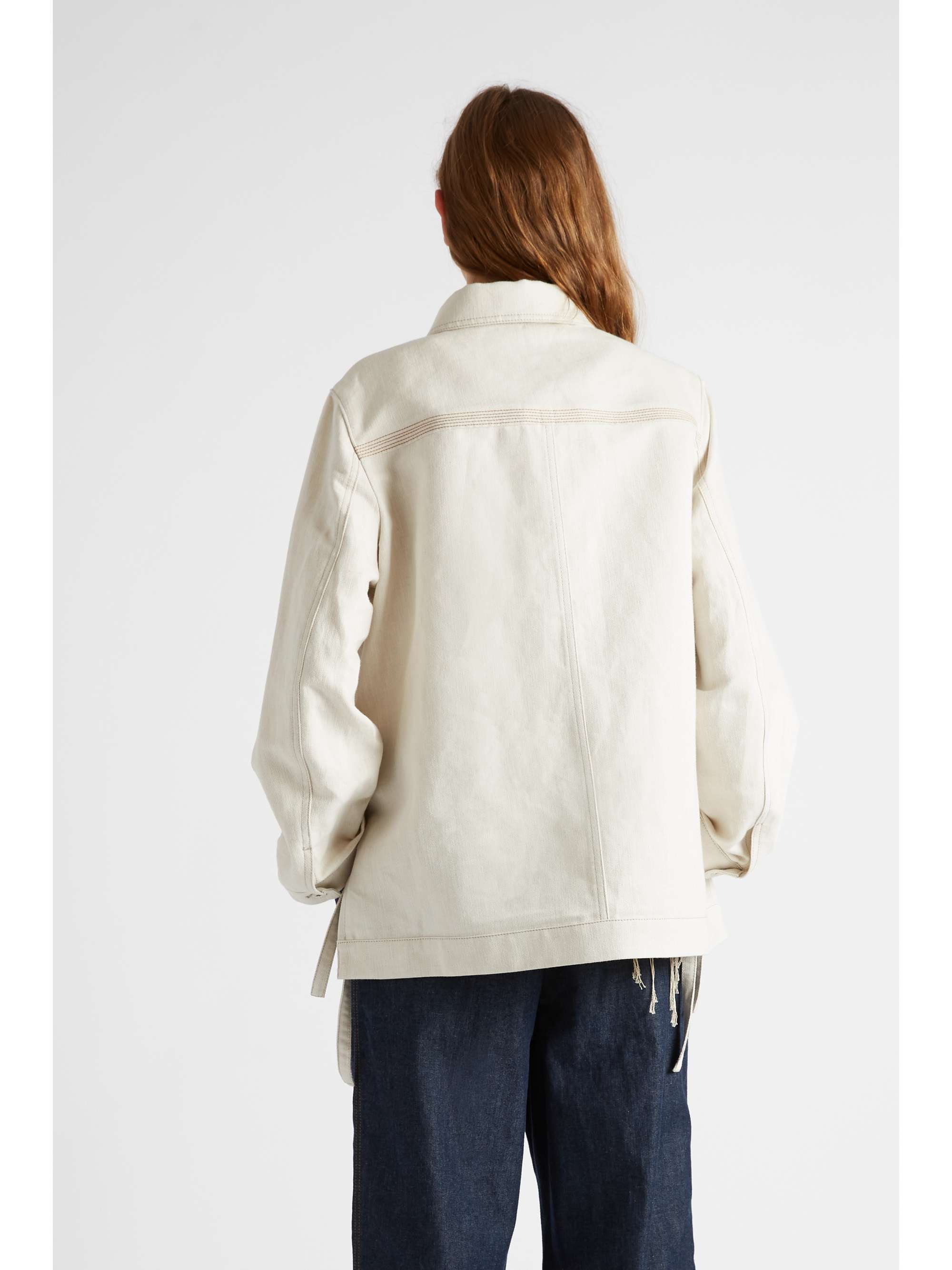 LOEWE Leather-trimmed denim-jacquard jacket
