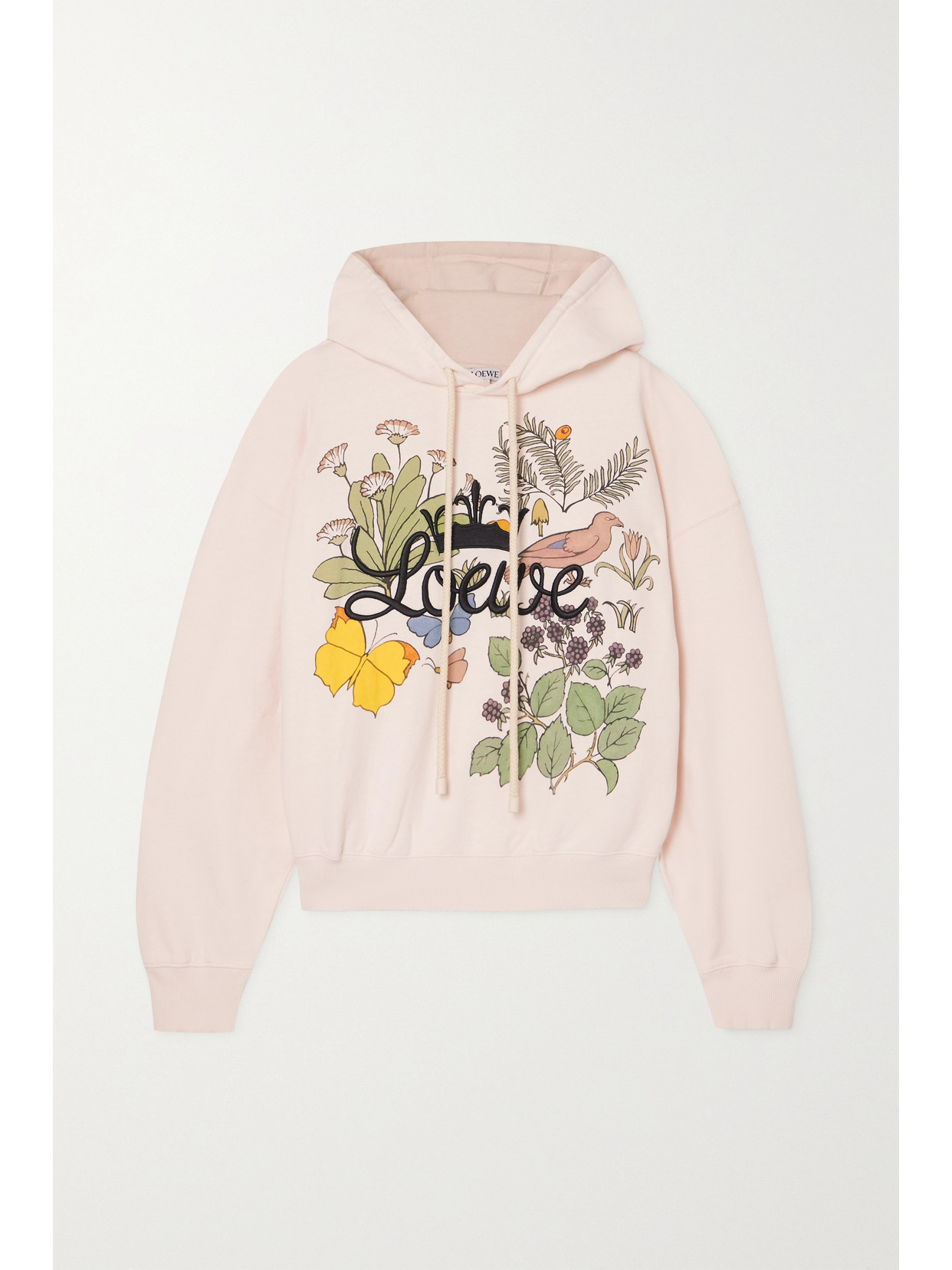 LOEWE HERBARIUM LOGO-EMBROIDERED PRINTED COTTON-JERSEY HOODIE