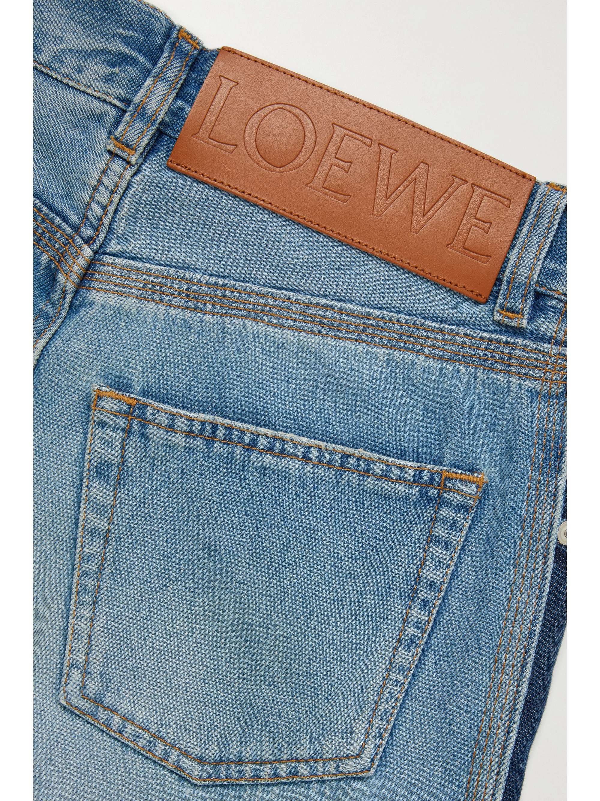LOEWE Cropped two-tone straight-leg jeans
