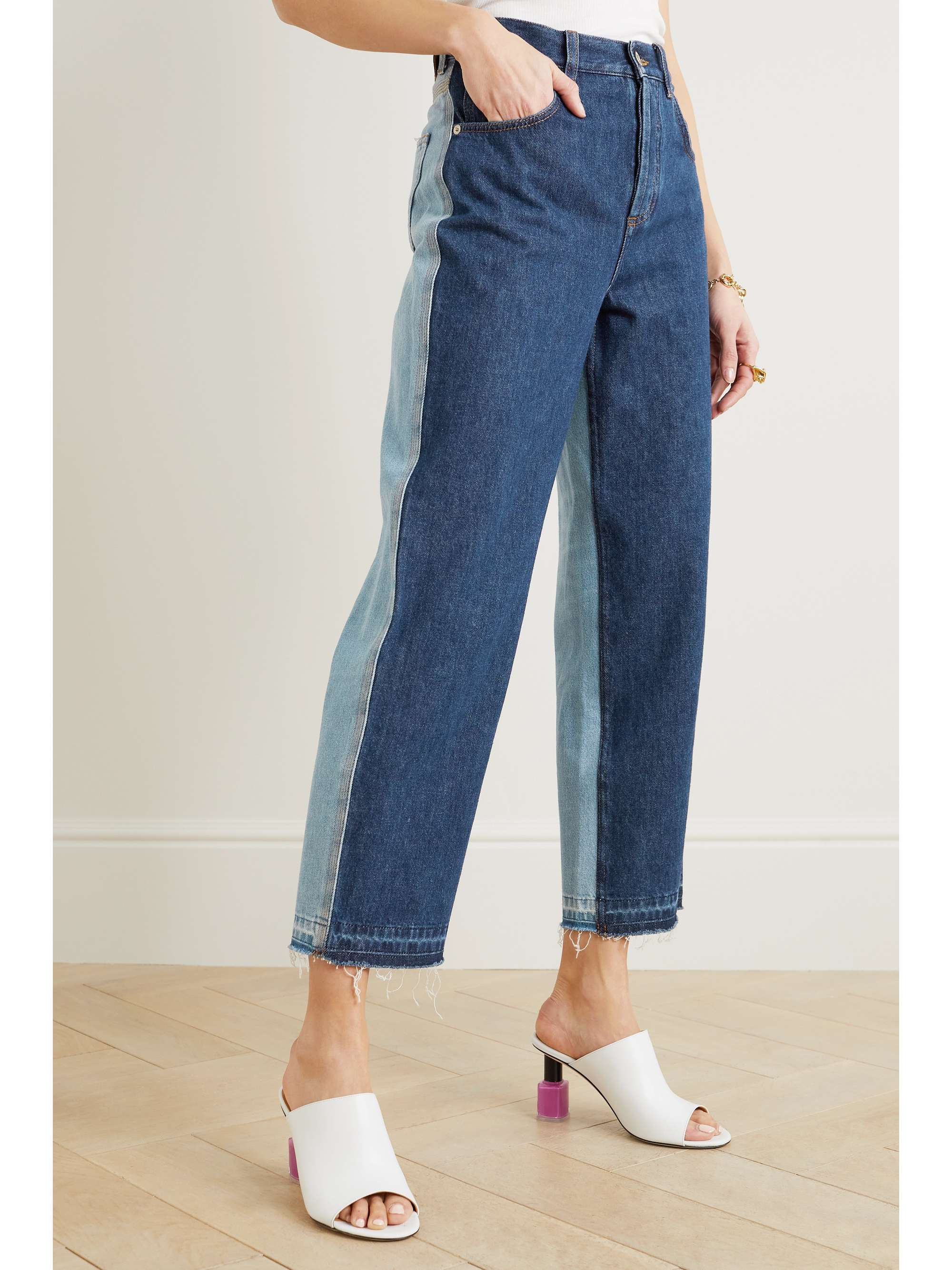 LOEWE Cropped two-tone straight-leg jeans