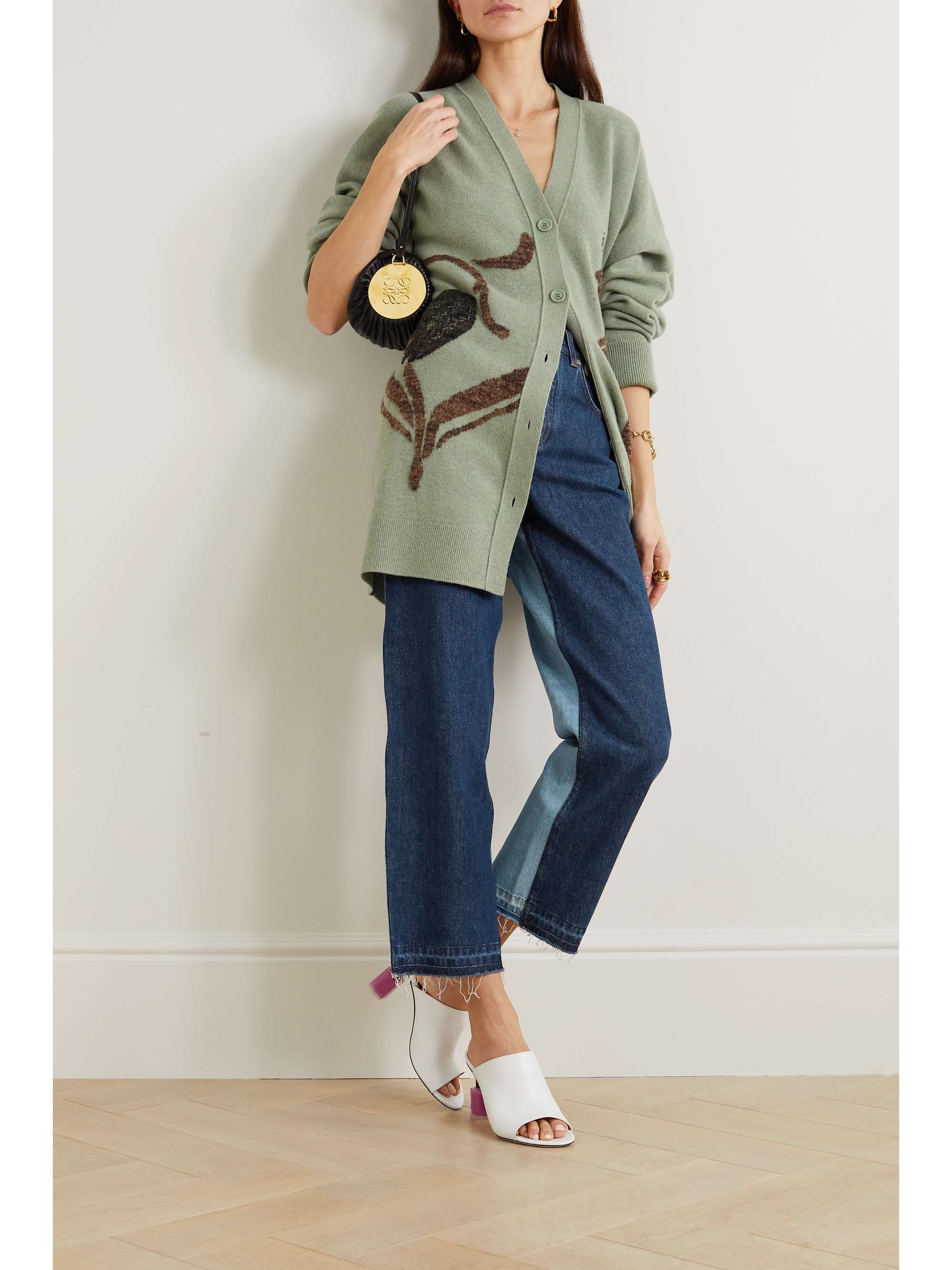 LOEWE Cropped two-tone straight-leg jeans