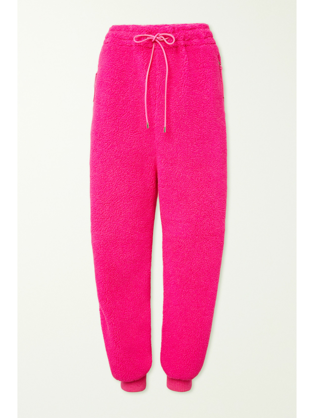Loewe Neon Leather-trimmed Fleece Tapered Track Pants - Pink