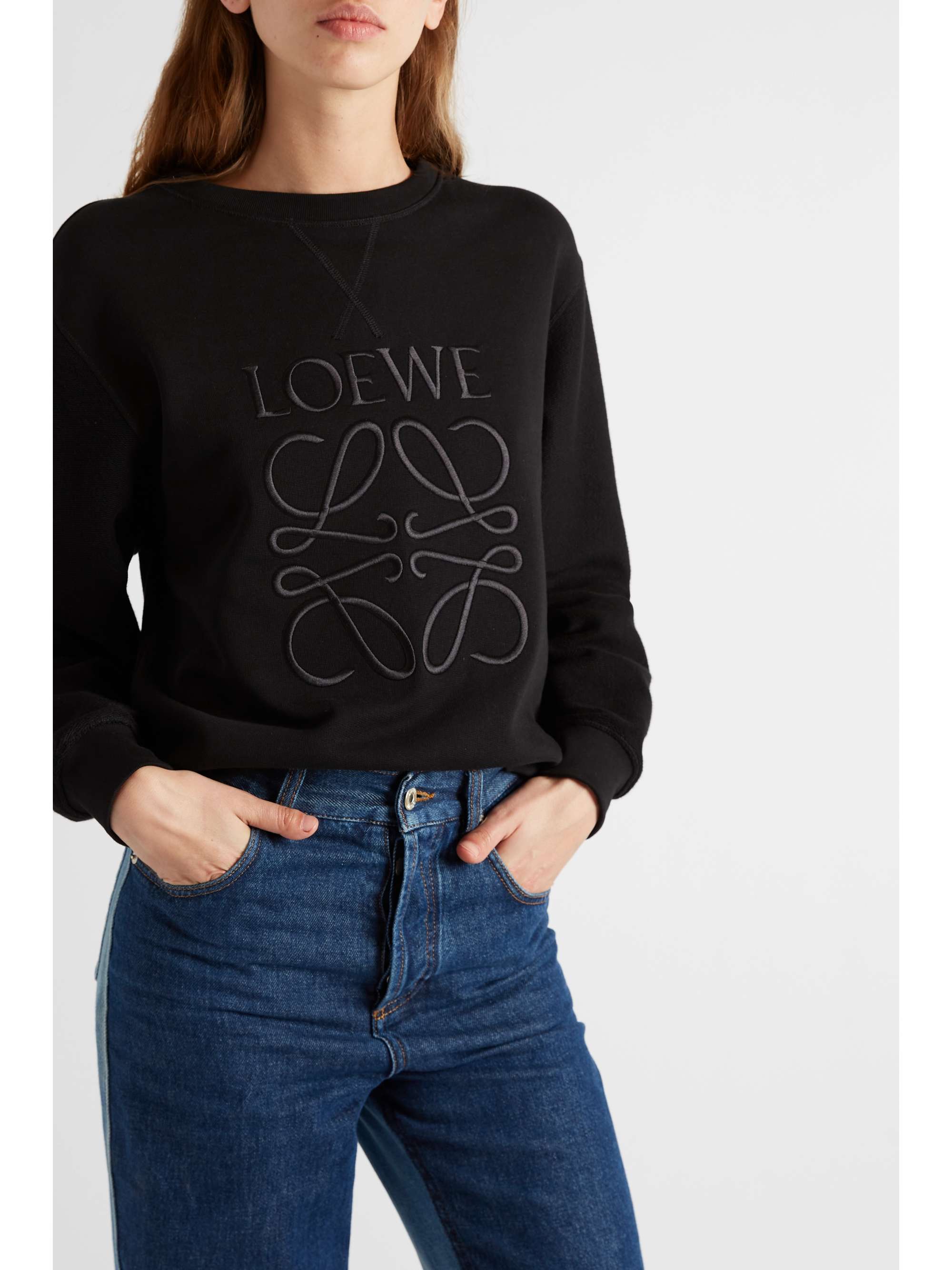 Embroidered cotton-blend jersey sweatshirt Embroidered cotton-blend jersey sweatshirt