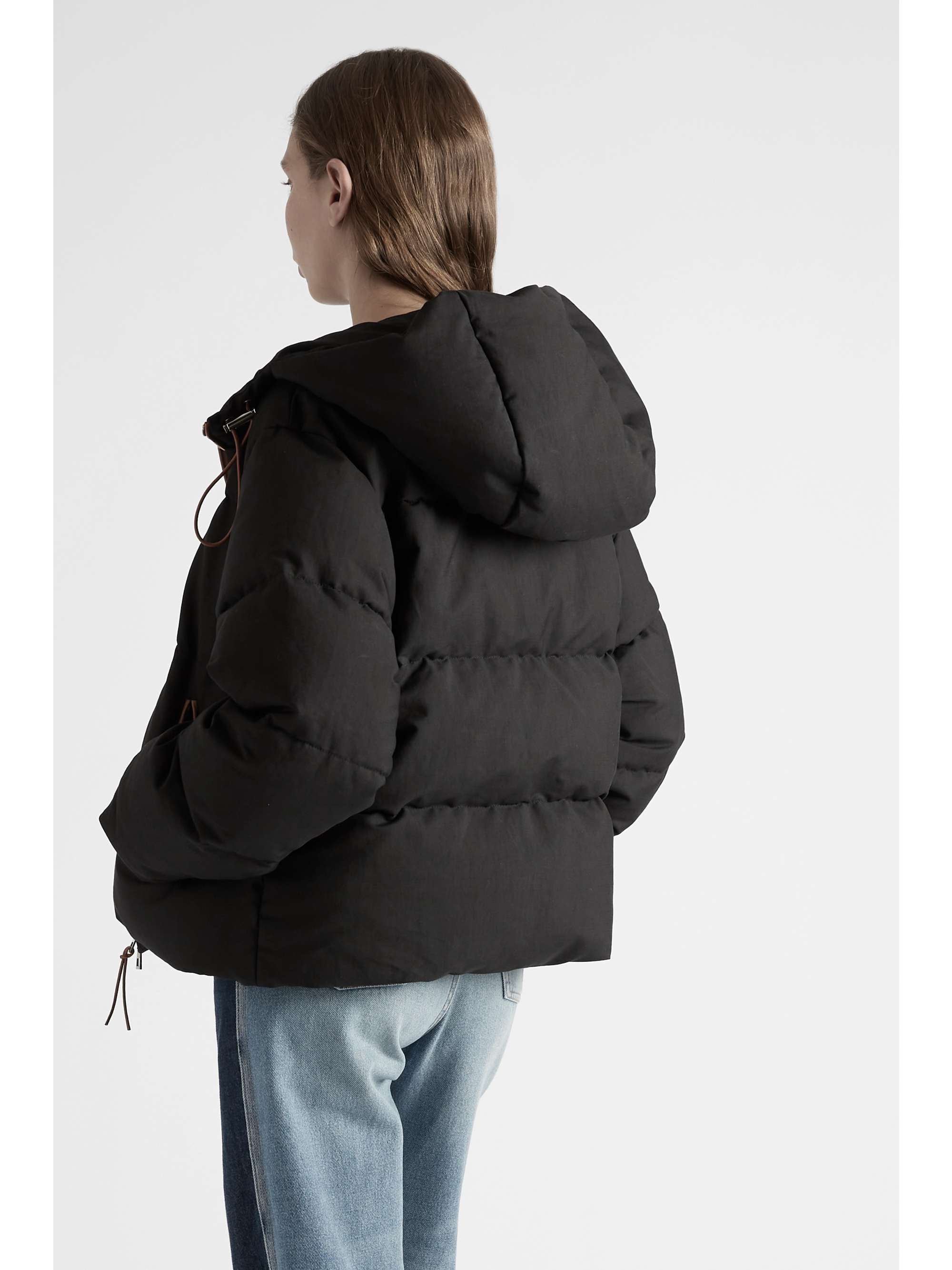 LOEWE Hooded leather-trimmed quilted cotton-canvas down coat