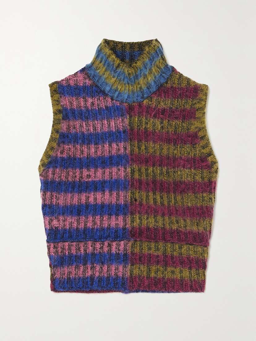 AGR Cropped Brushed Striped Cotton-blend Turtleneck Sweater