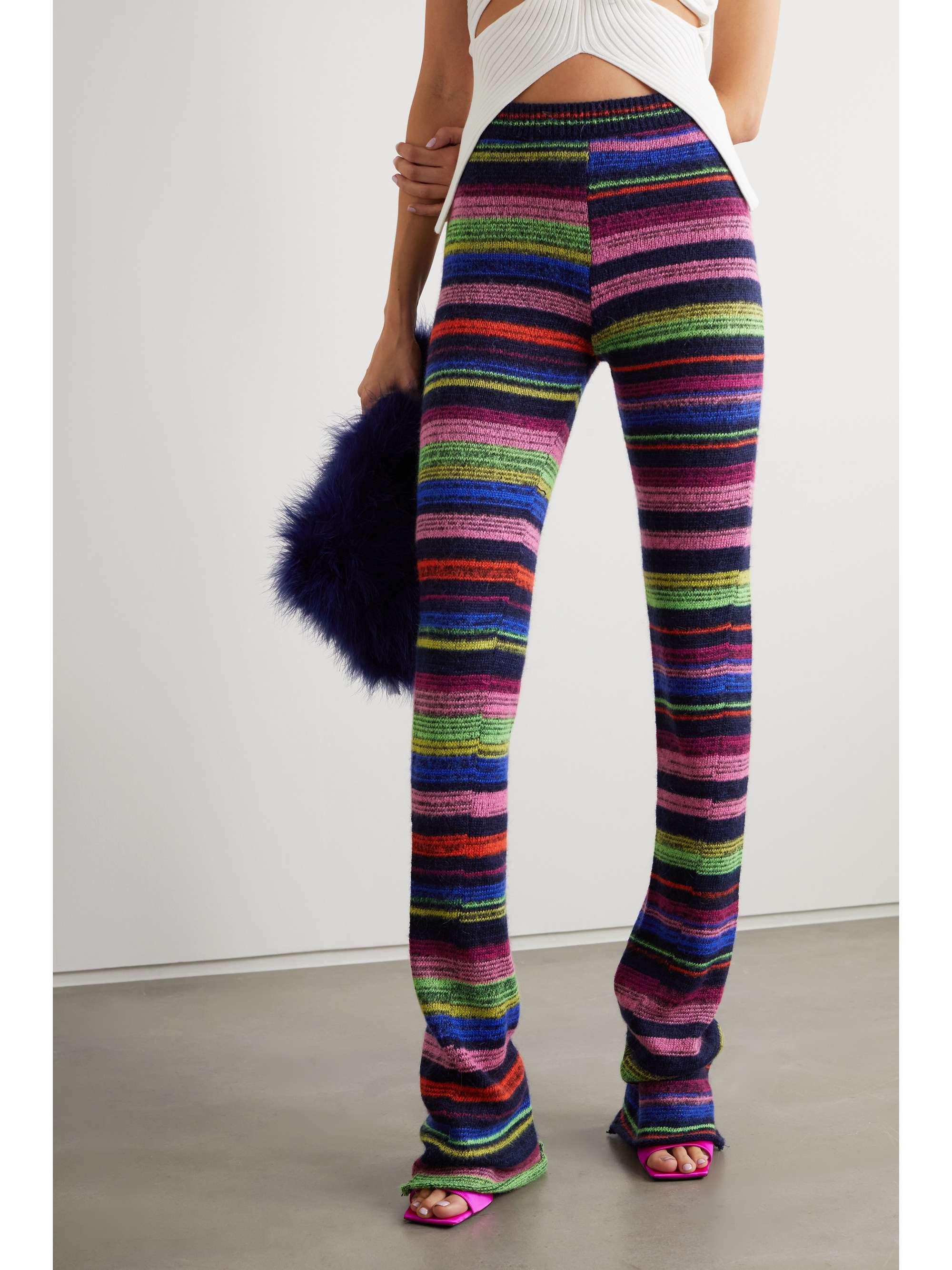 purple striped pants