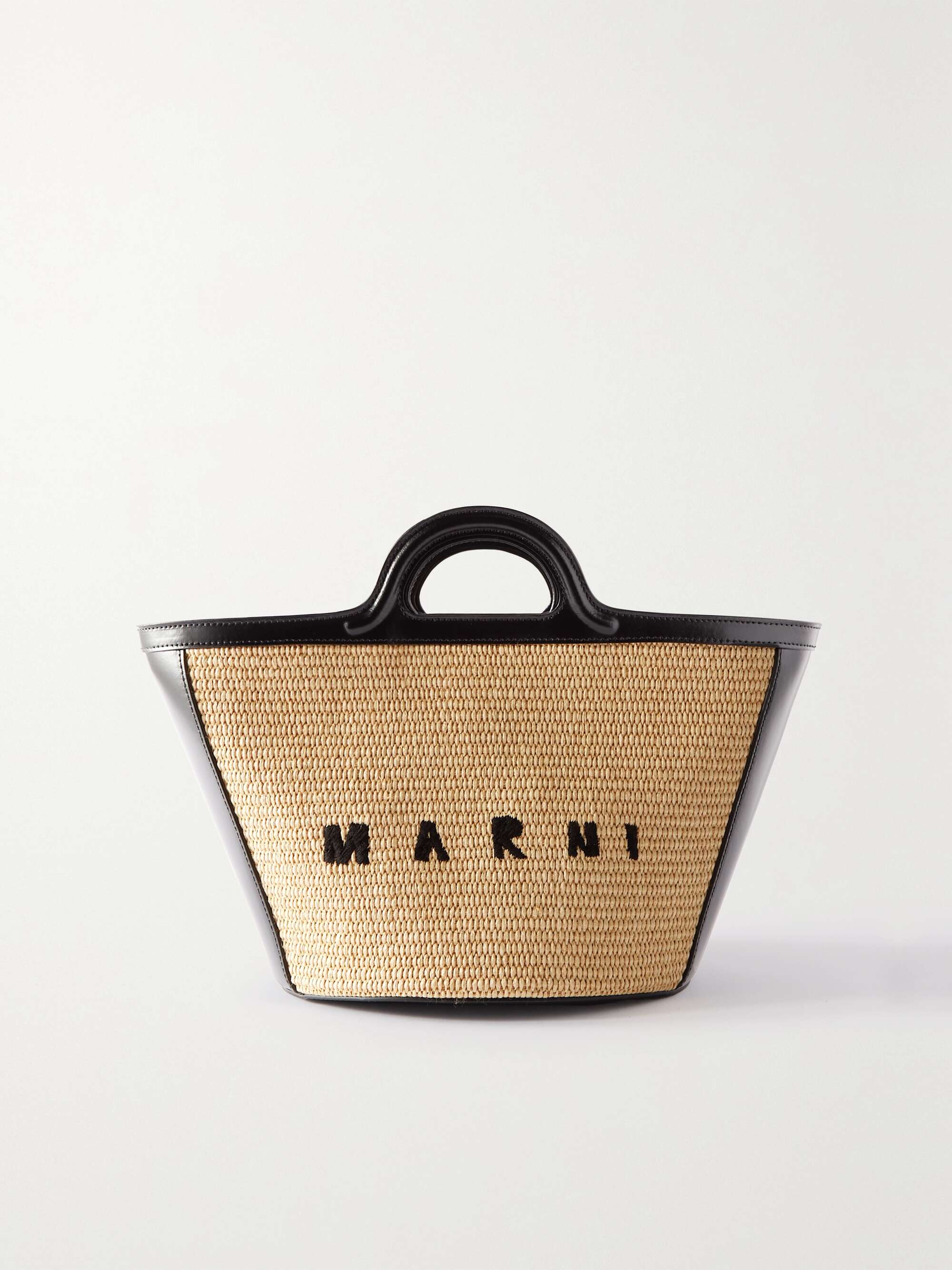 MARNI Tropicalia small embroidered raffia and leather tote | NET-A-PORTER