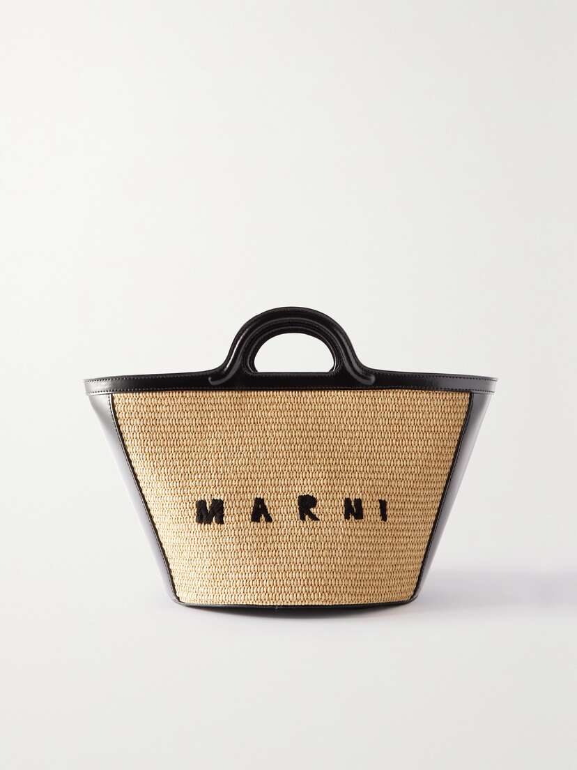 Marni Tropicalia Small Embroidered Raffia And Leather Tote