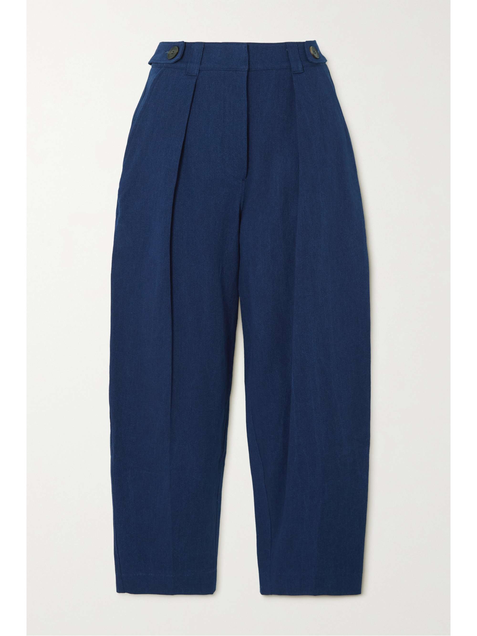 Cropped pleated cotton-twill tapered pants