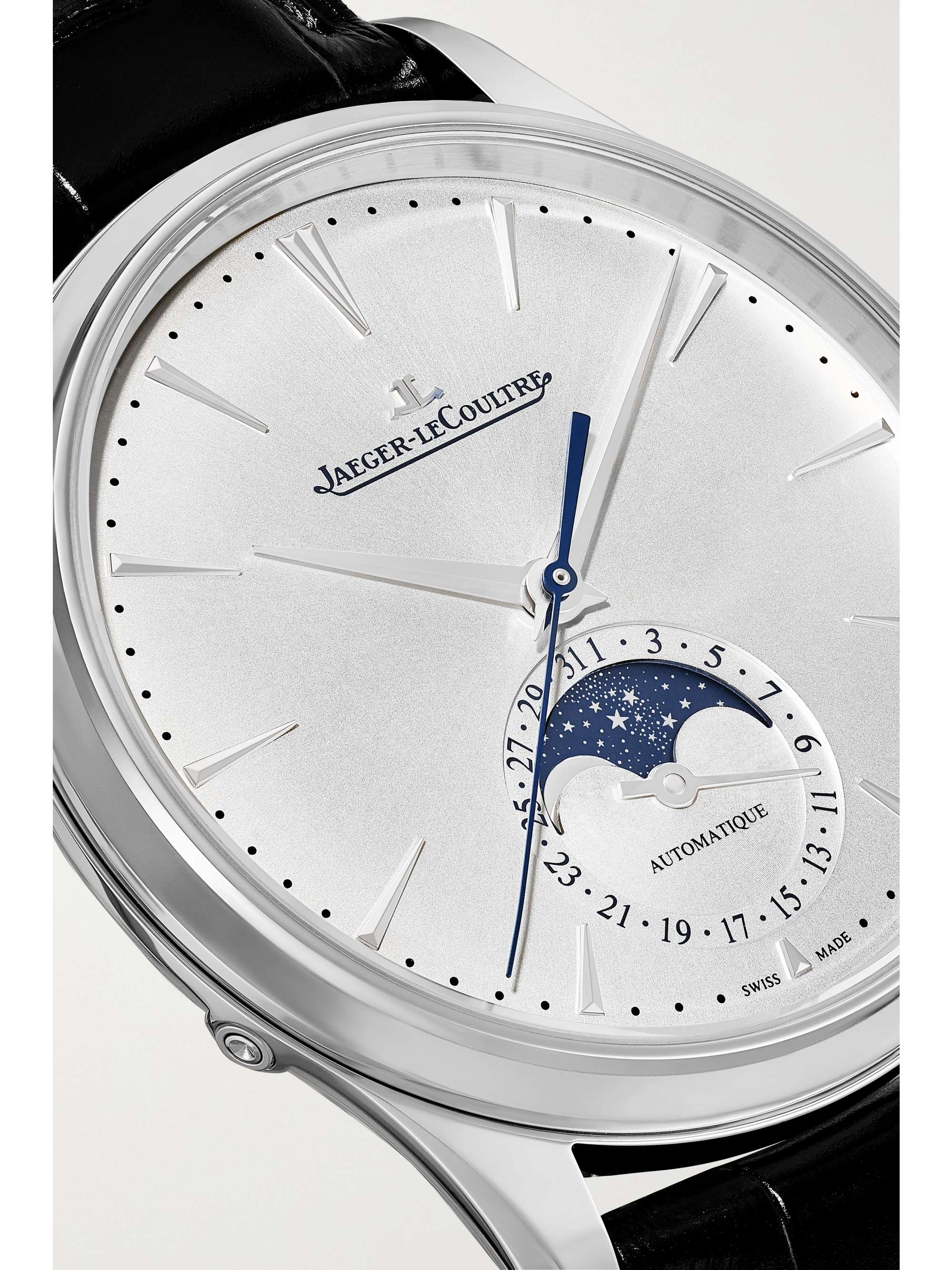 JAEGER LECOULTRE Master Ultra Thin Moon Automatic 39mm stainless steel and alligator watch