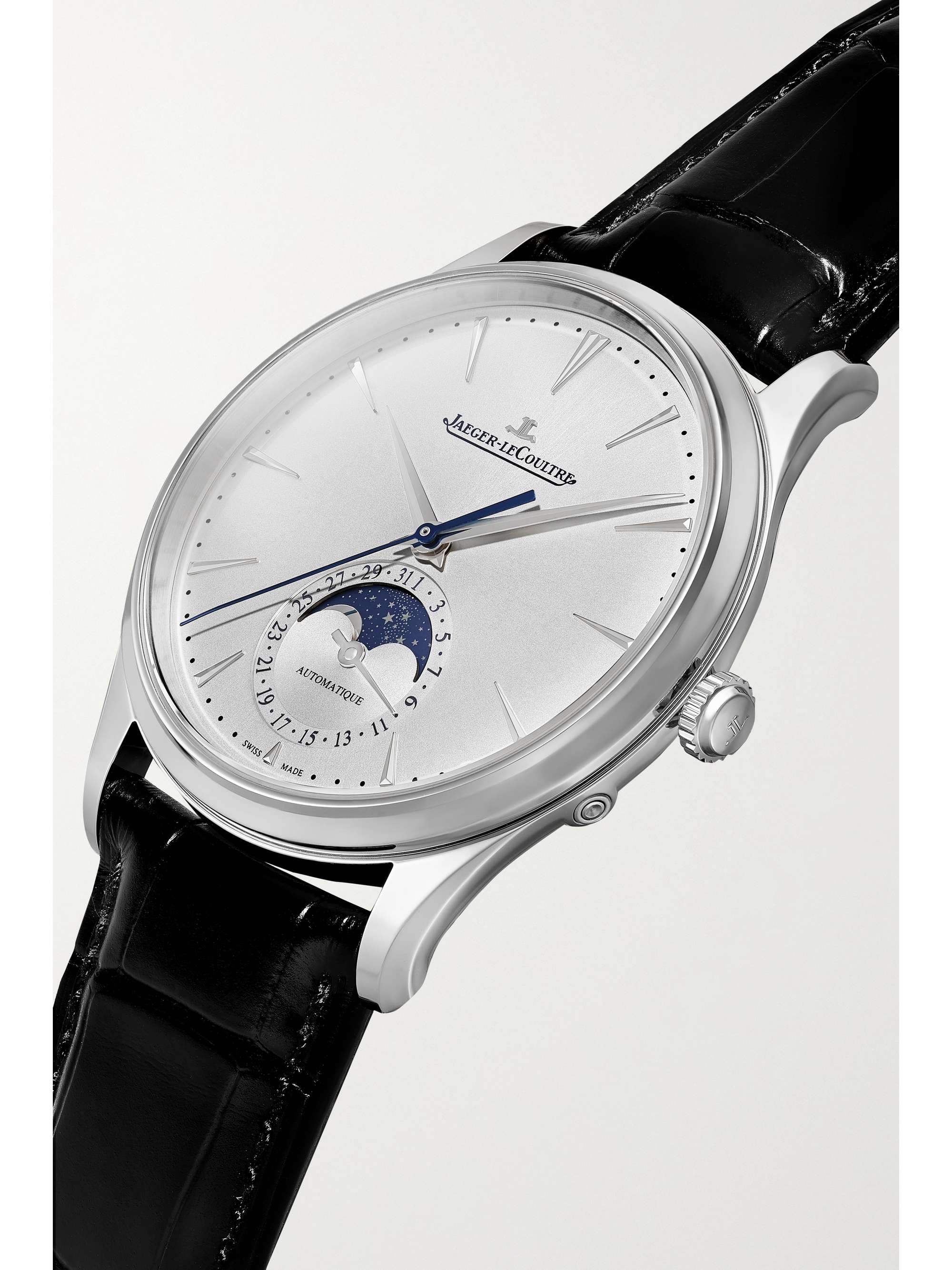 JAEGER LECOULTRE Master Ultra Thin Moon Automatic 39mm stainless steel and alligator watch