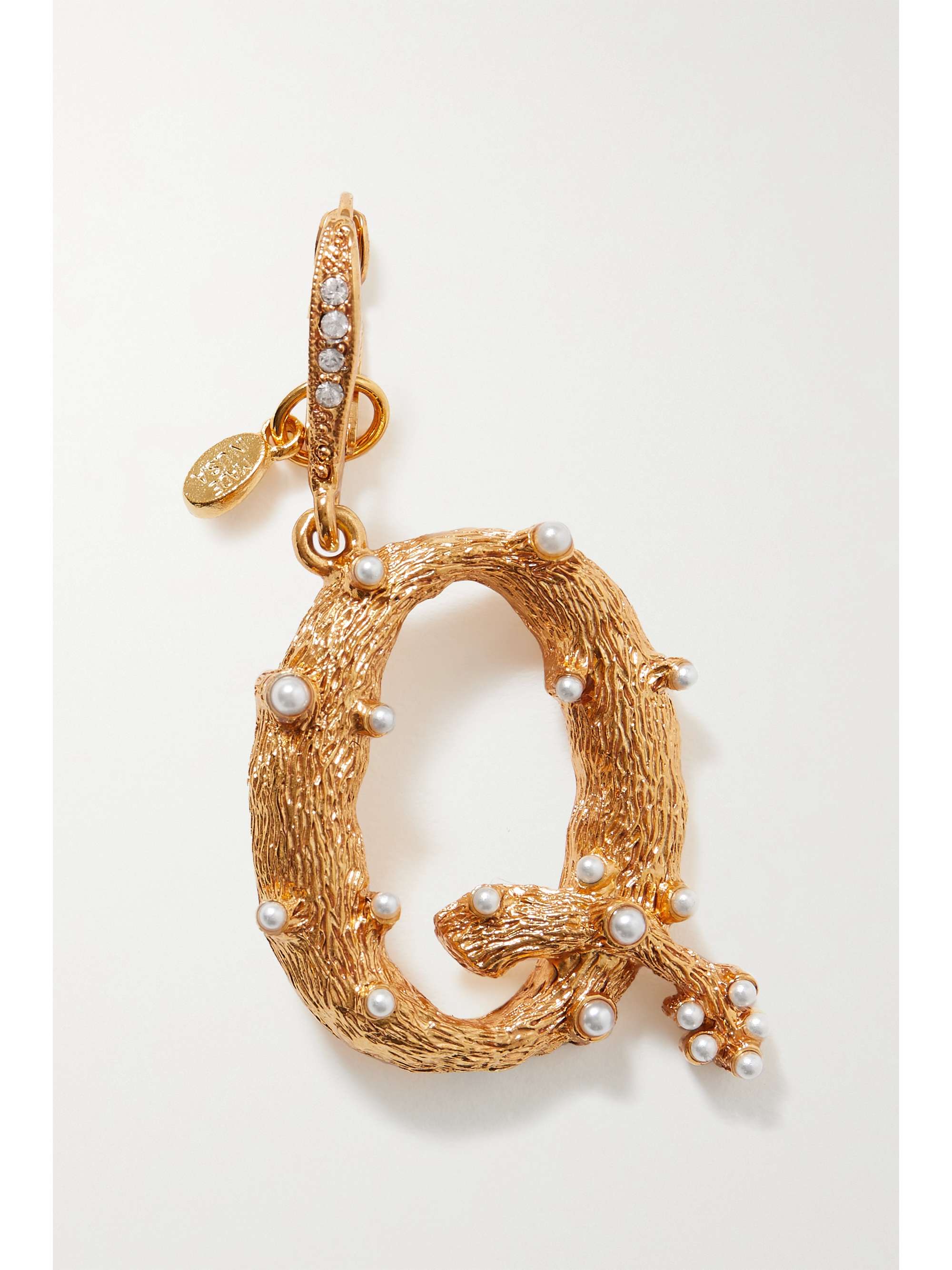 OSCAR DE LA RENTA Alphabet gold-tone faux pearl single earring