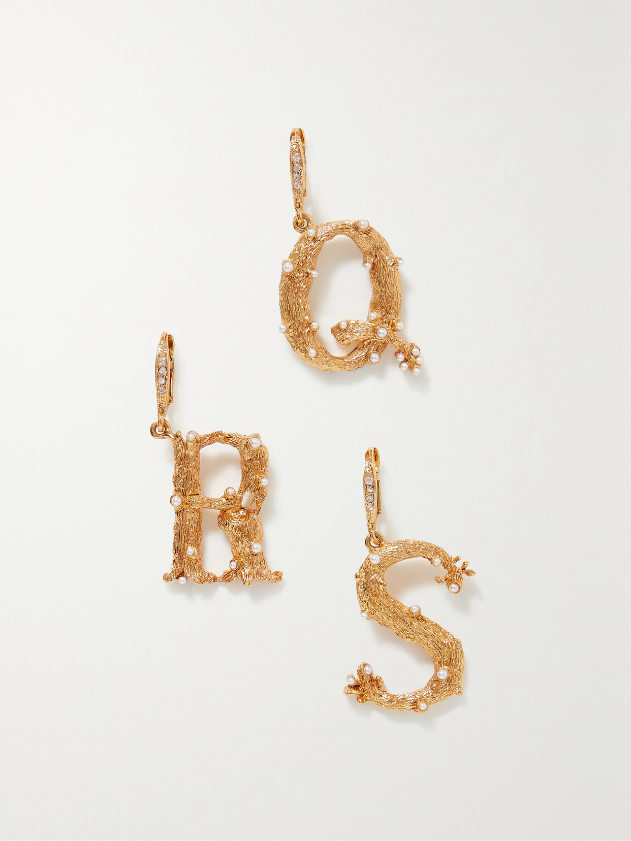 Oscar de la Renta Alphabet Gold-tone Faux Pearl Single Earring - X