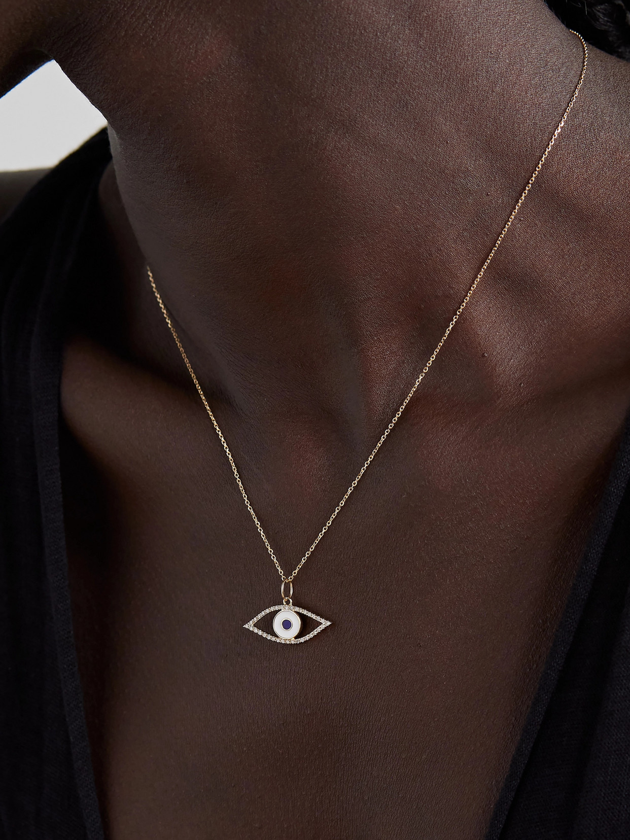 Mateo Eye Of Protection 14-karat Gold, Enamel And Diamond Necklace In Gold