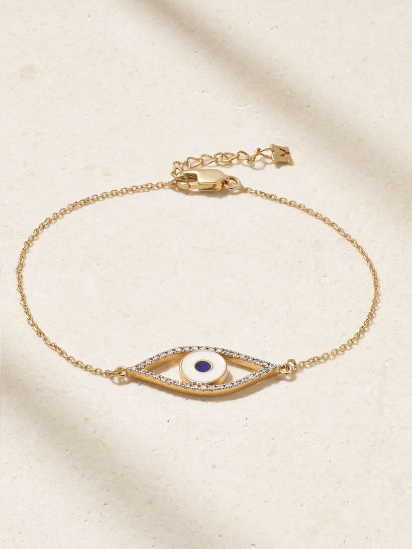 Mateo Eye Of Protection 14-karat Gold, Enamel And Diamond Bracelet