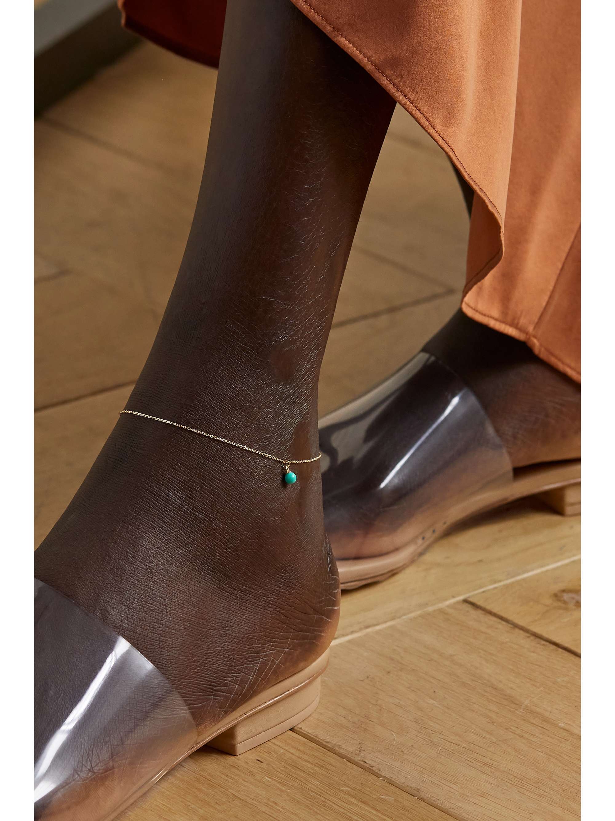MATEO 14-karat gold turquoise anklet