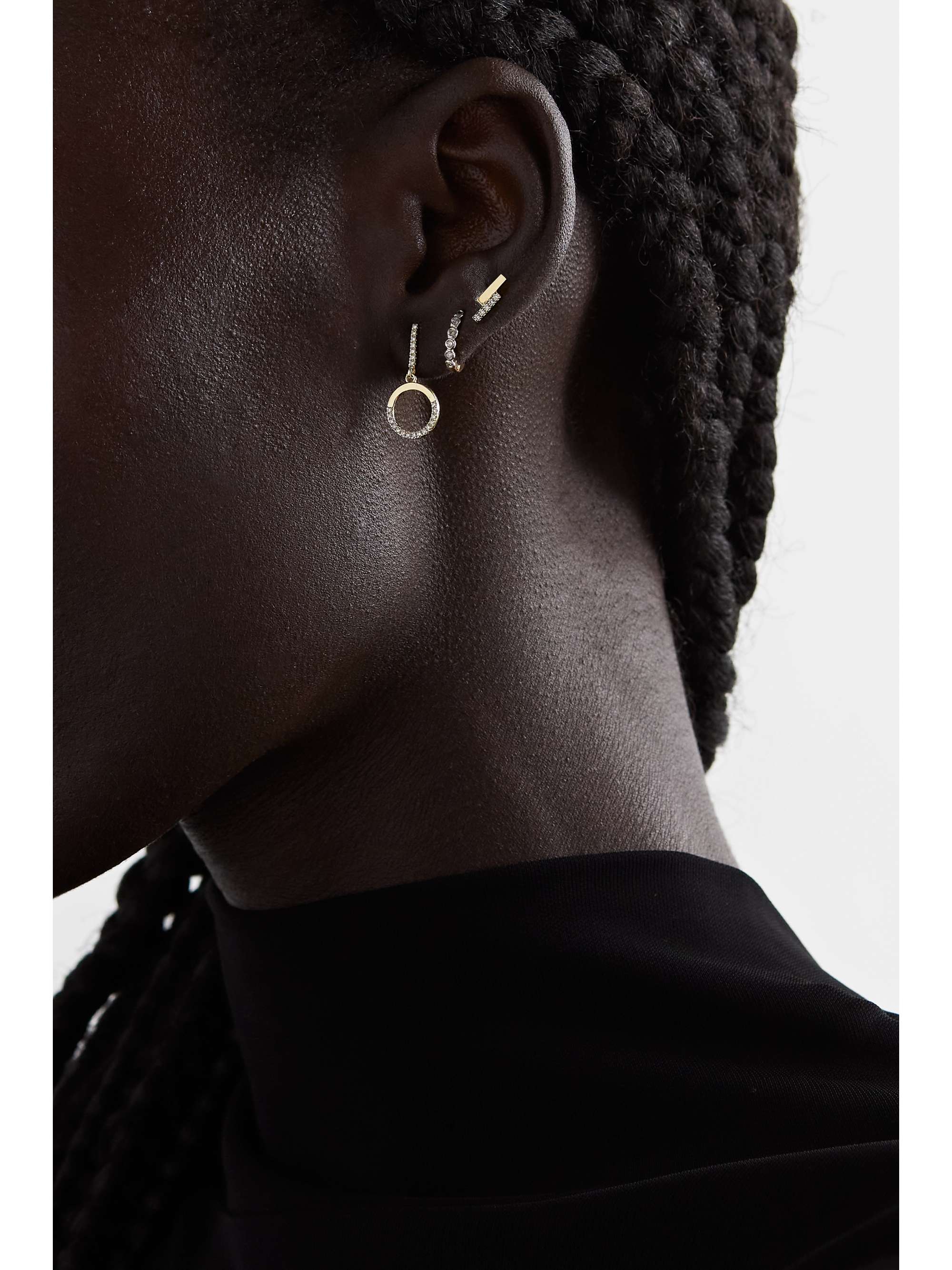 MATEO Half Moon 14-karat gold diamond earrings