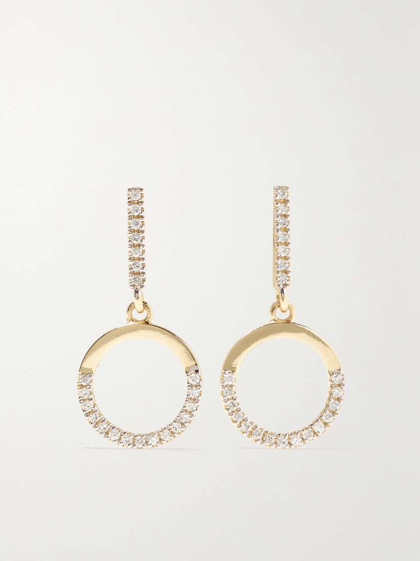 Mateo Half Moon 14-karat Gold Diamond Earrings