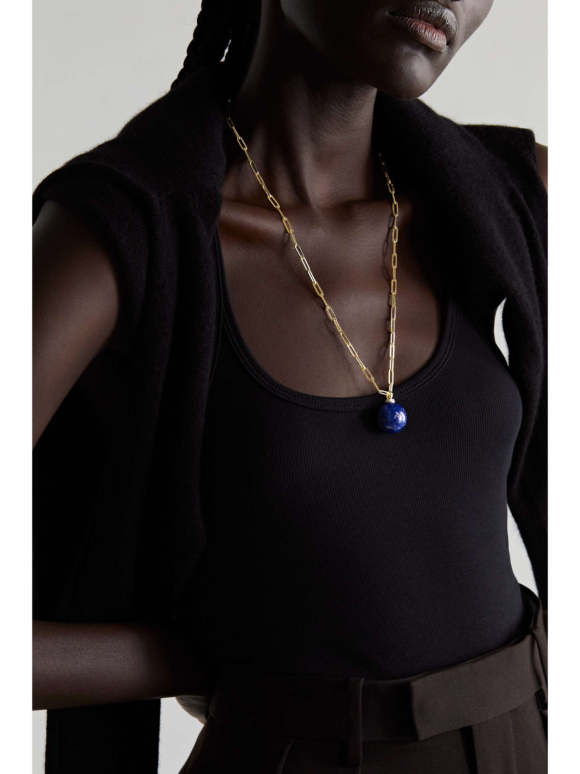 MATEO 14-karat gold, malachite and diamond necklace