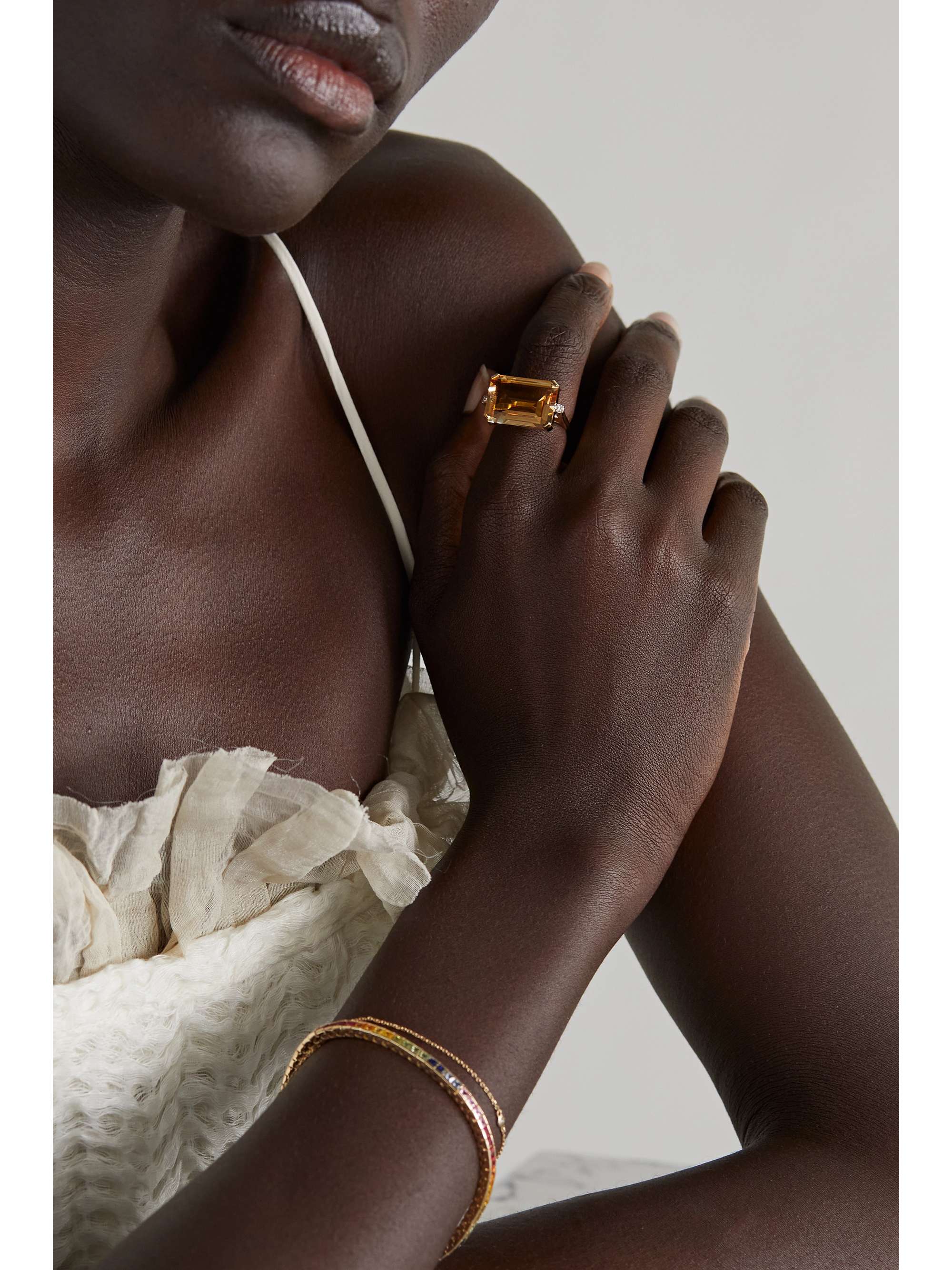 MATEO 14-karat gold, citrine and diamond ring
