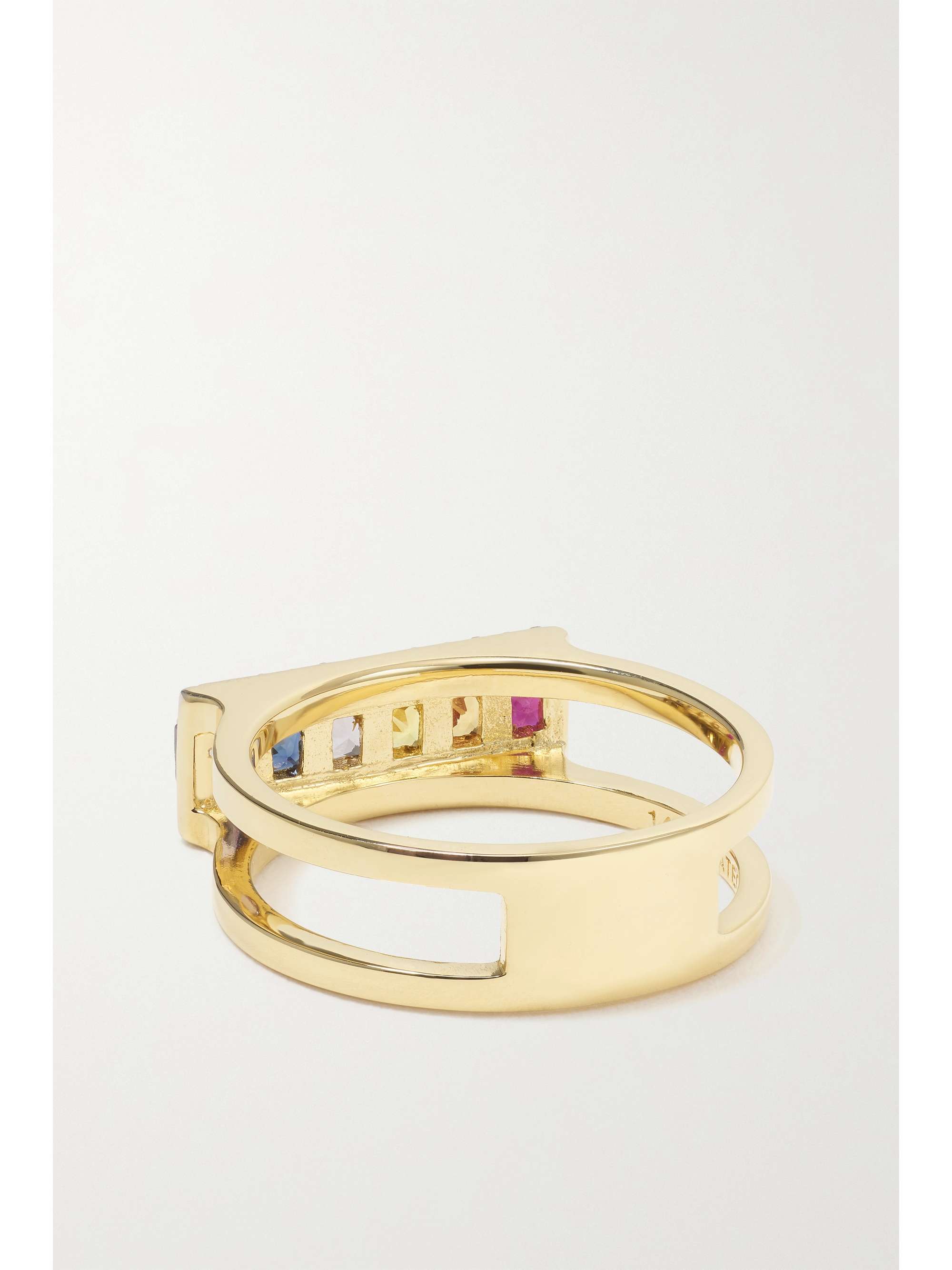 MATEO Rainbow 14-karat gold, sapphire and diamond ring