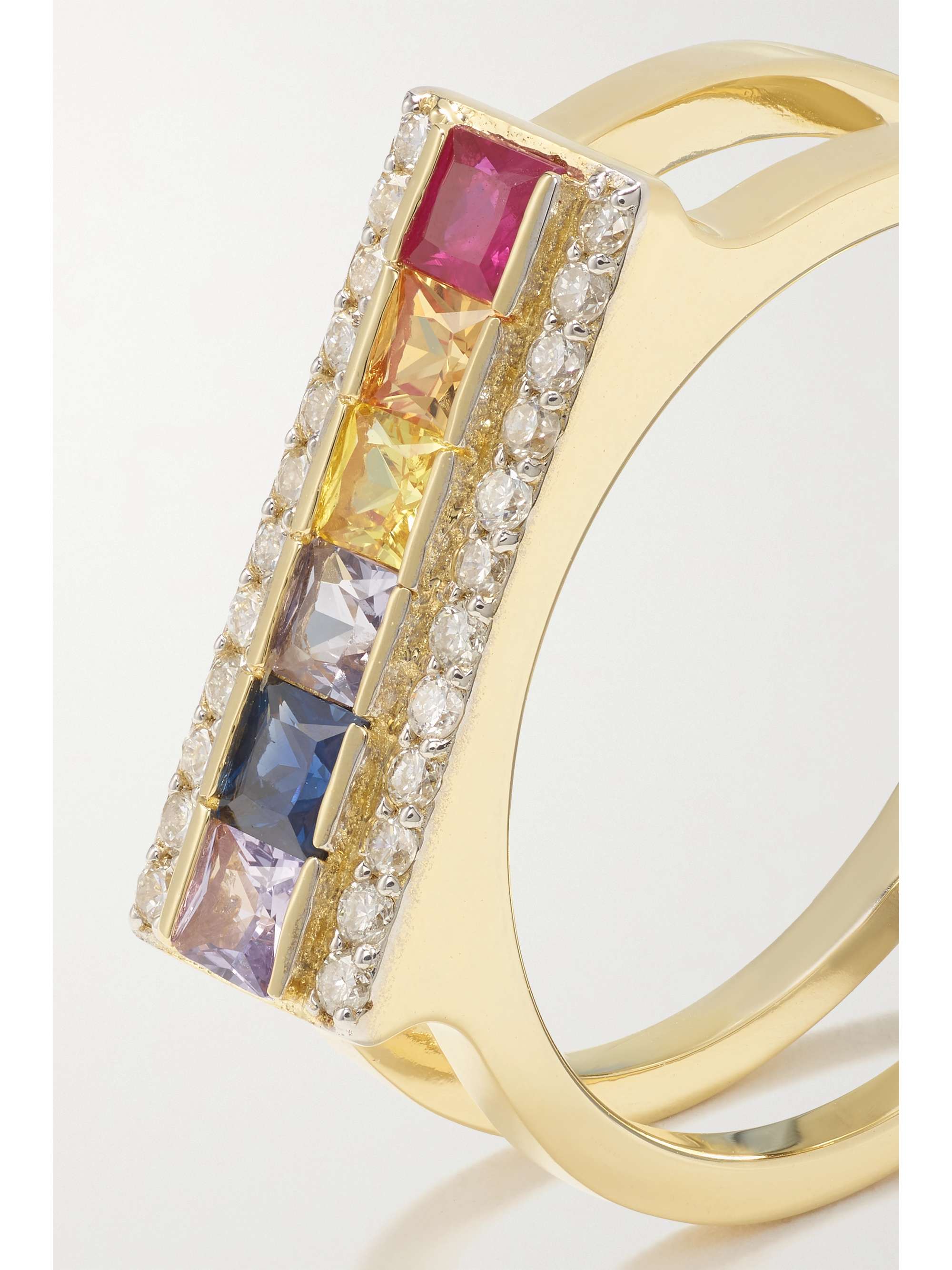MATEO Rainbow 14-karat gold, sapphire and diamond ring