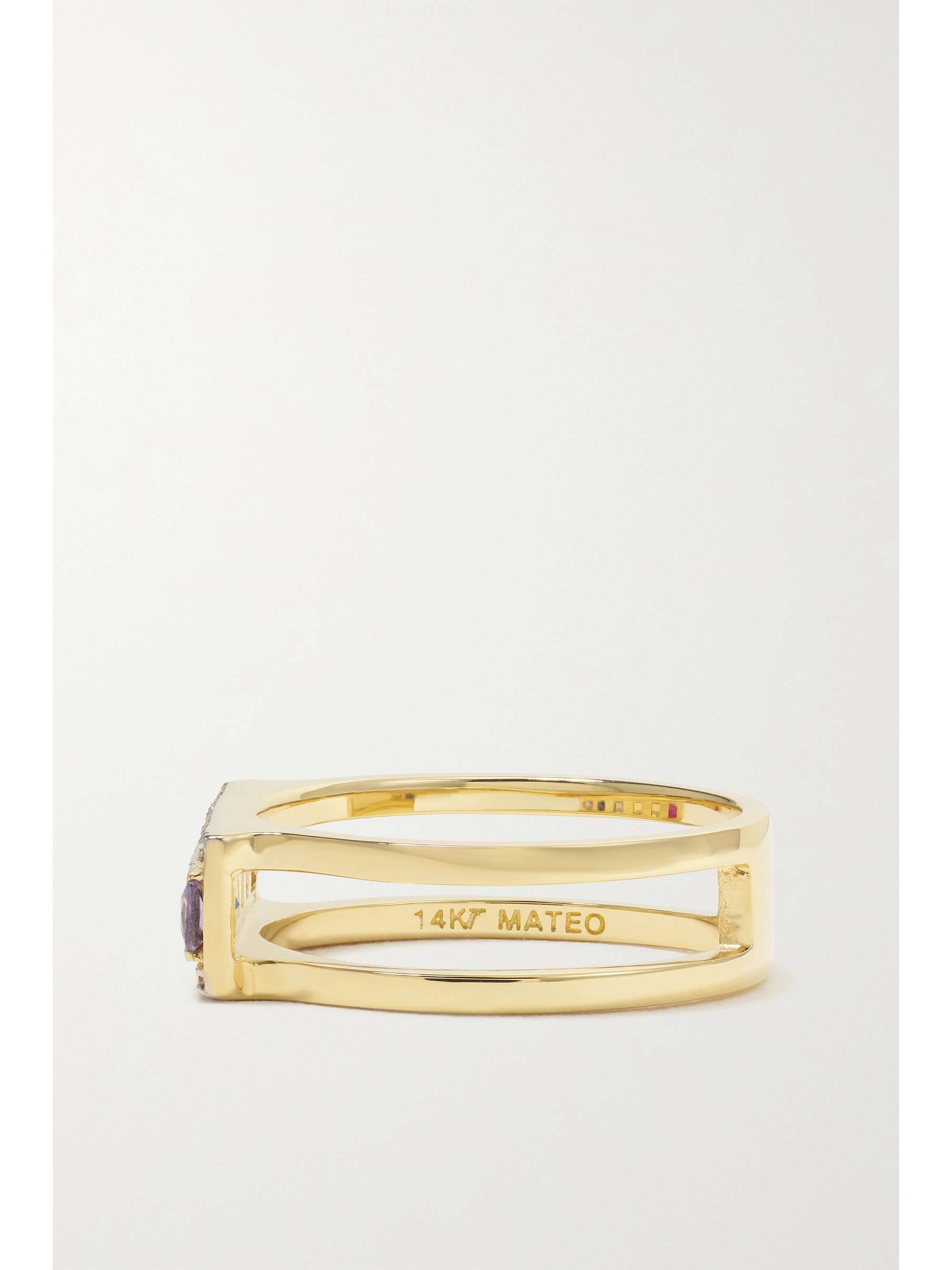 MATEO Rainbow 14-karat gold, sapphire and diamond ring