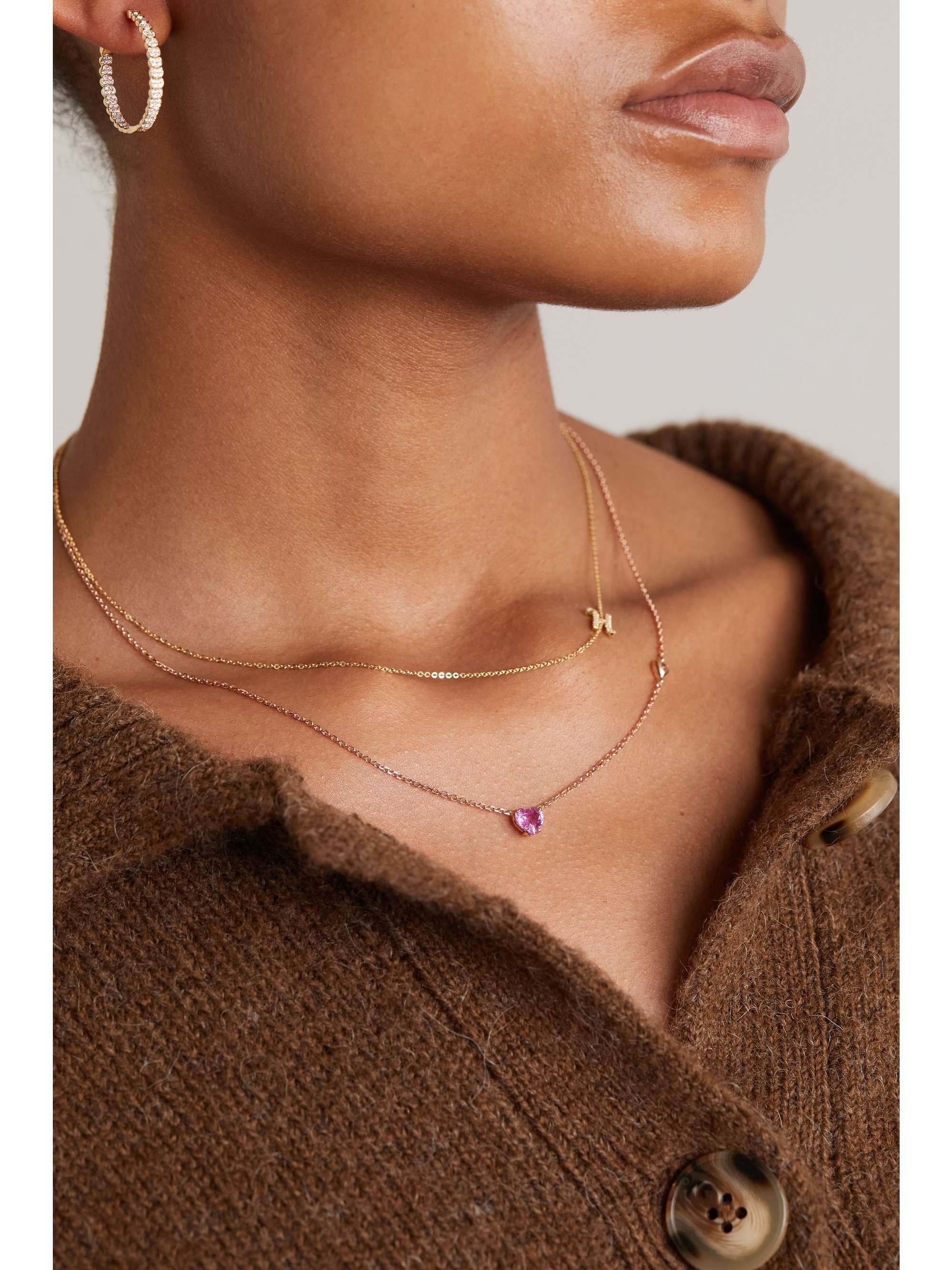 ANITA KO 18-karat rose gold, sapphire and diamond necklace