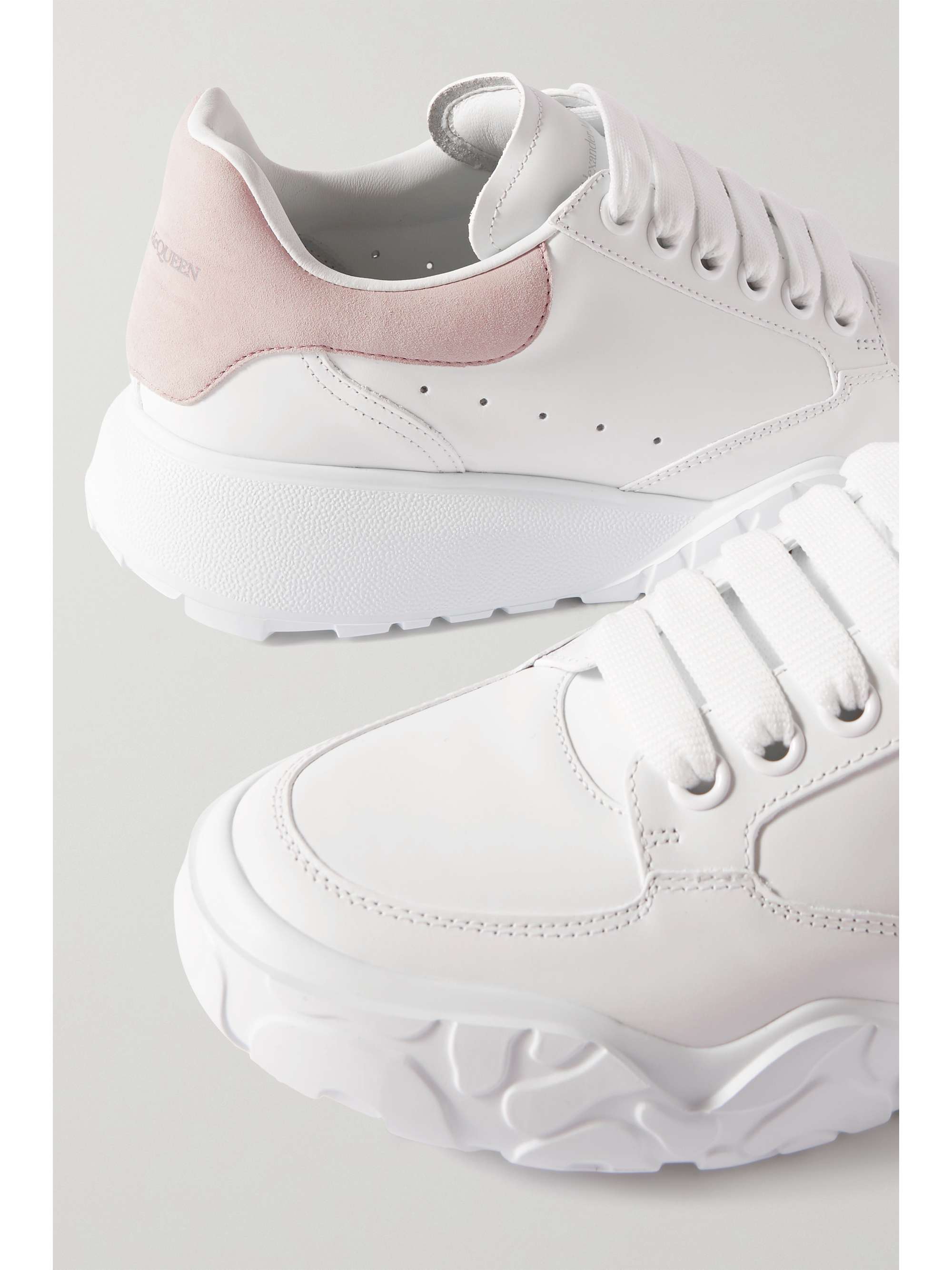 ALEXANDER MCQUEEN Suede-trimmed leather exaggerated-sole sneakers