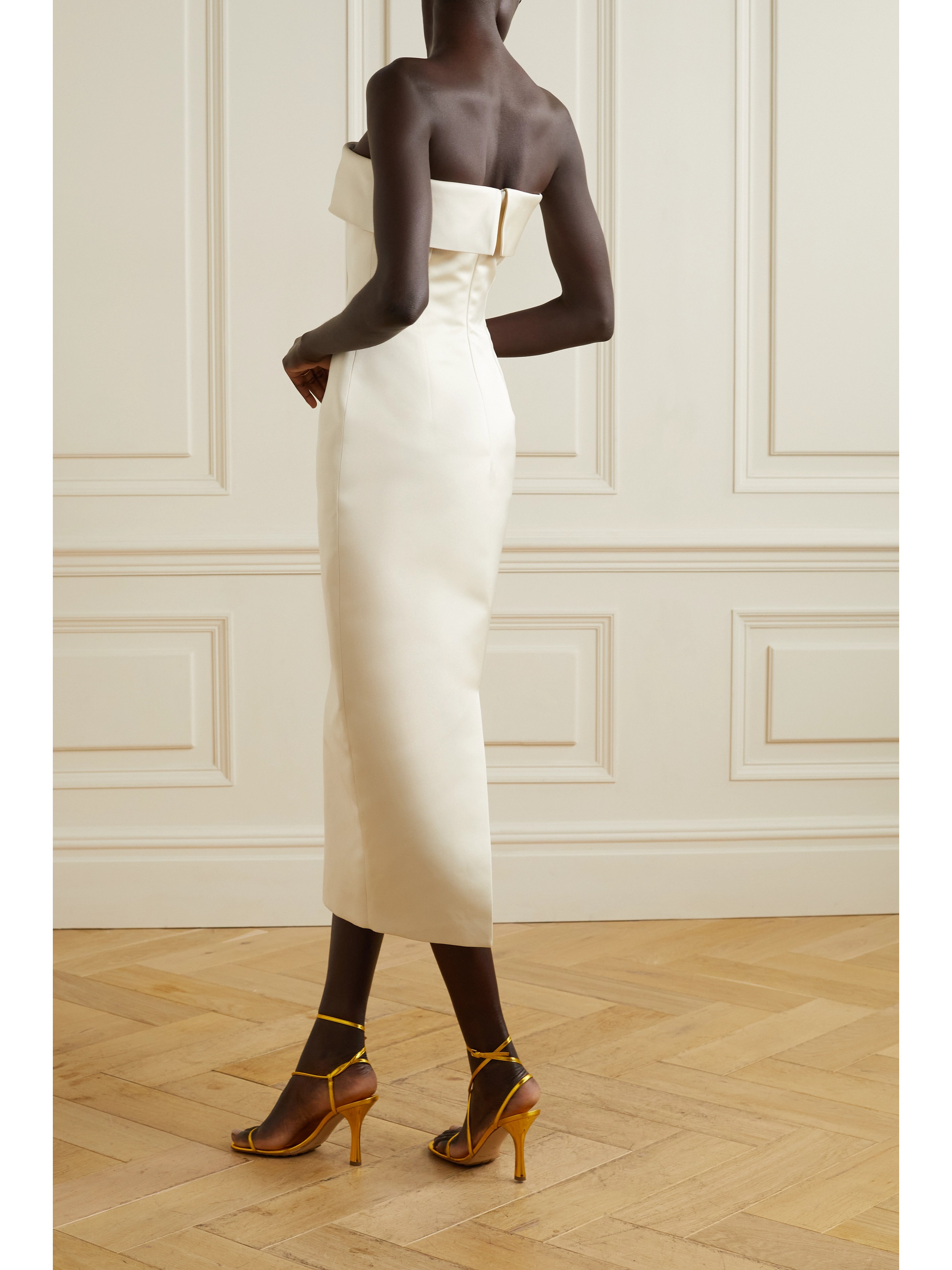 Emilia Wickstead Keeley strapless duchesse-satin midi dress