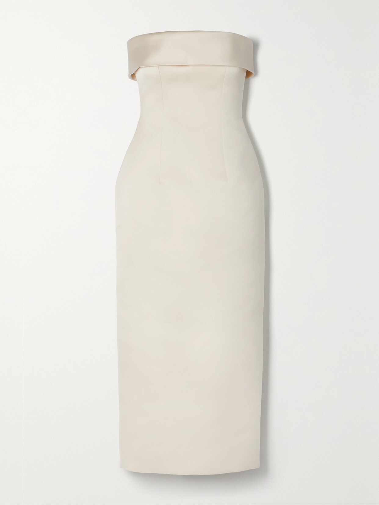 Shop Emilia Wickstead Keeley Strapless Duchesse-satin Midi Dress In Ivory