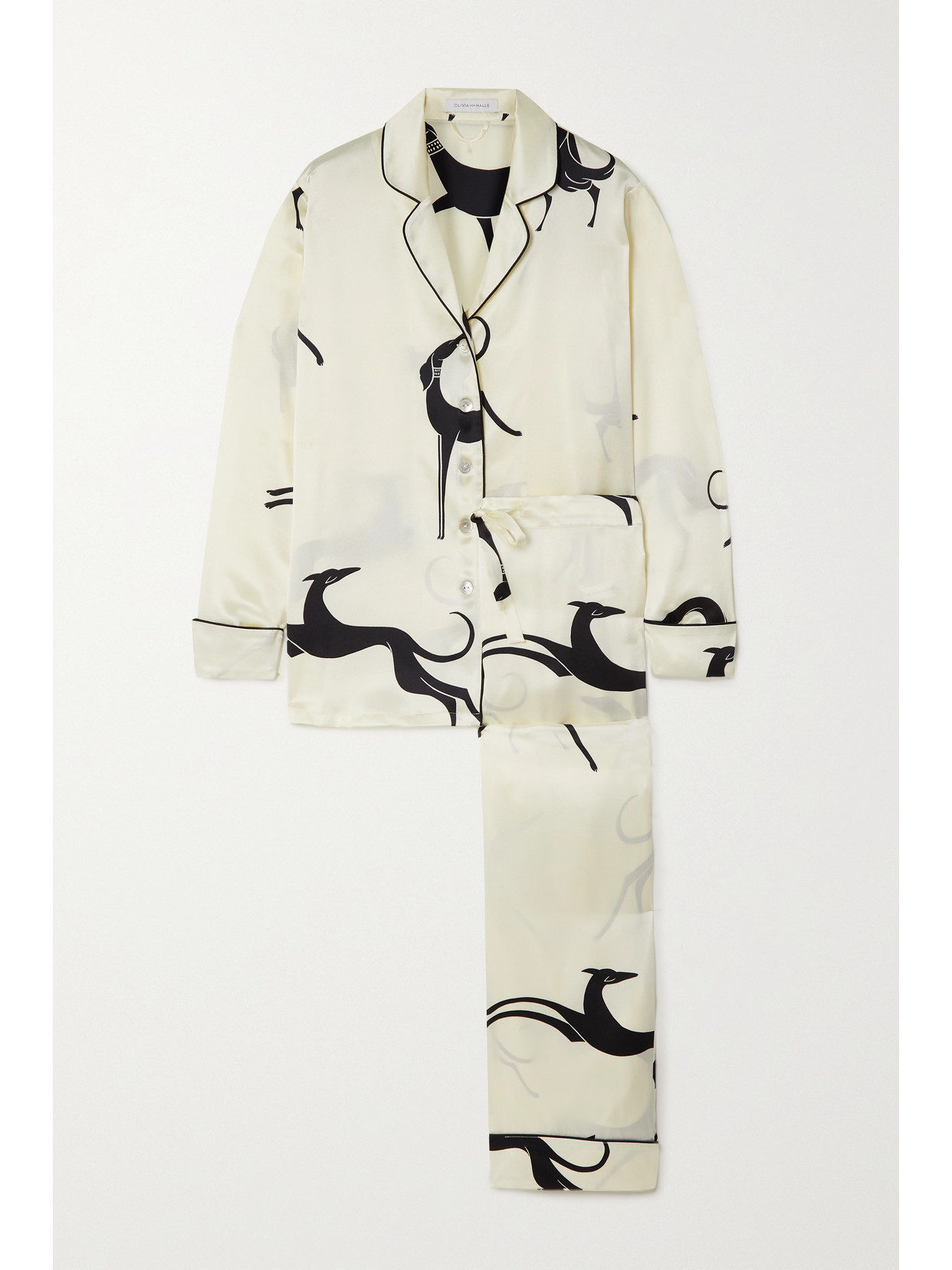 OLIVIA VON HALLE LILA CRESCENDO PRINTED SILK-SATIN PAJAMA SET
