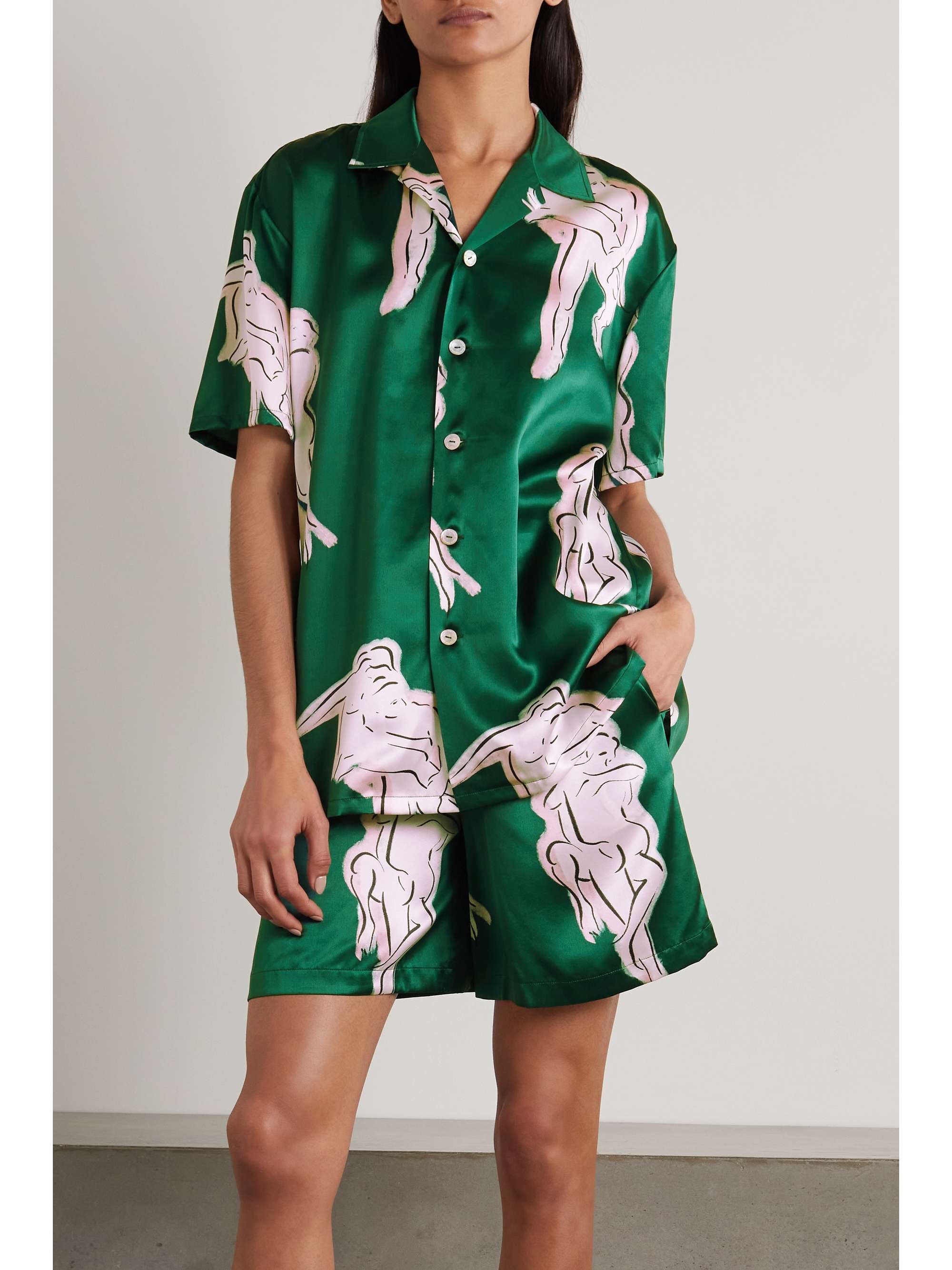 OLIVIA VON HALLE Emeli Luxo printed silk-satin pajama set