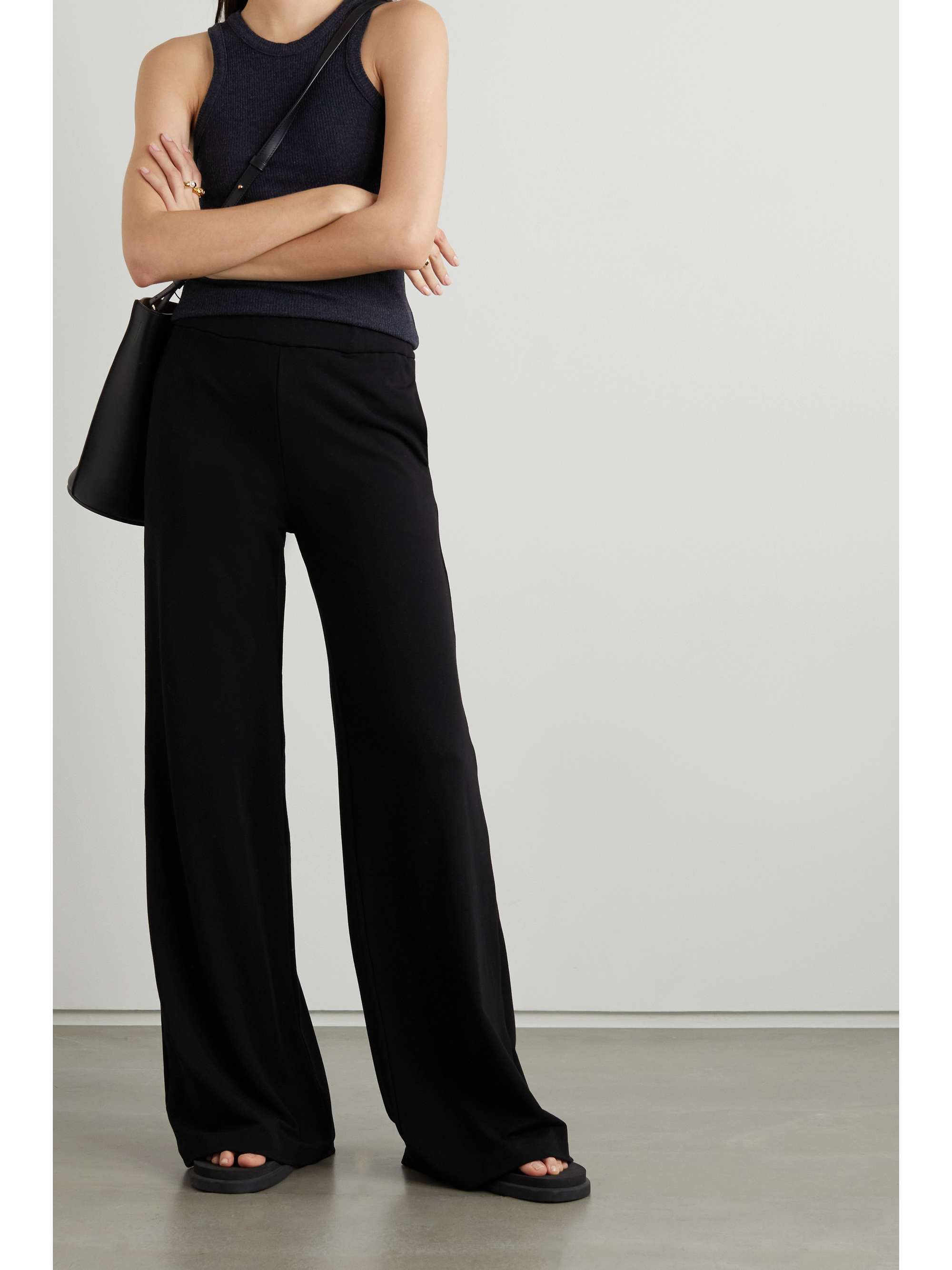 Black Stretch-jersey wide-leg pants 